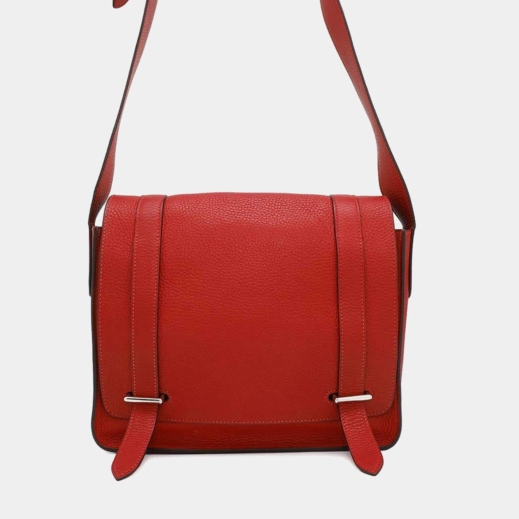 Hermes Rouge Casaque Taurillon Clemence  Steve Caporal 27 Handbag 