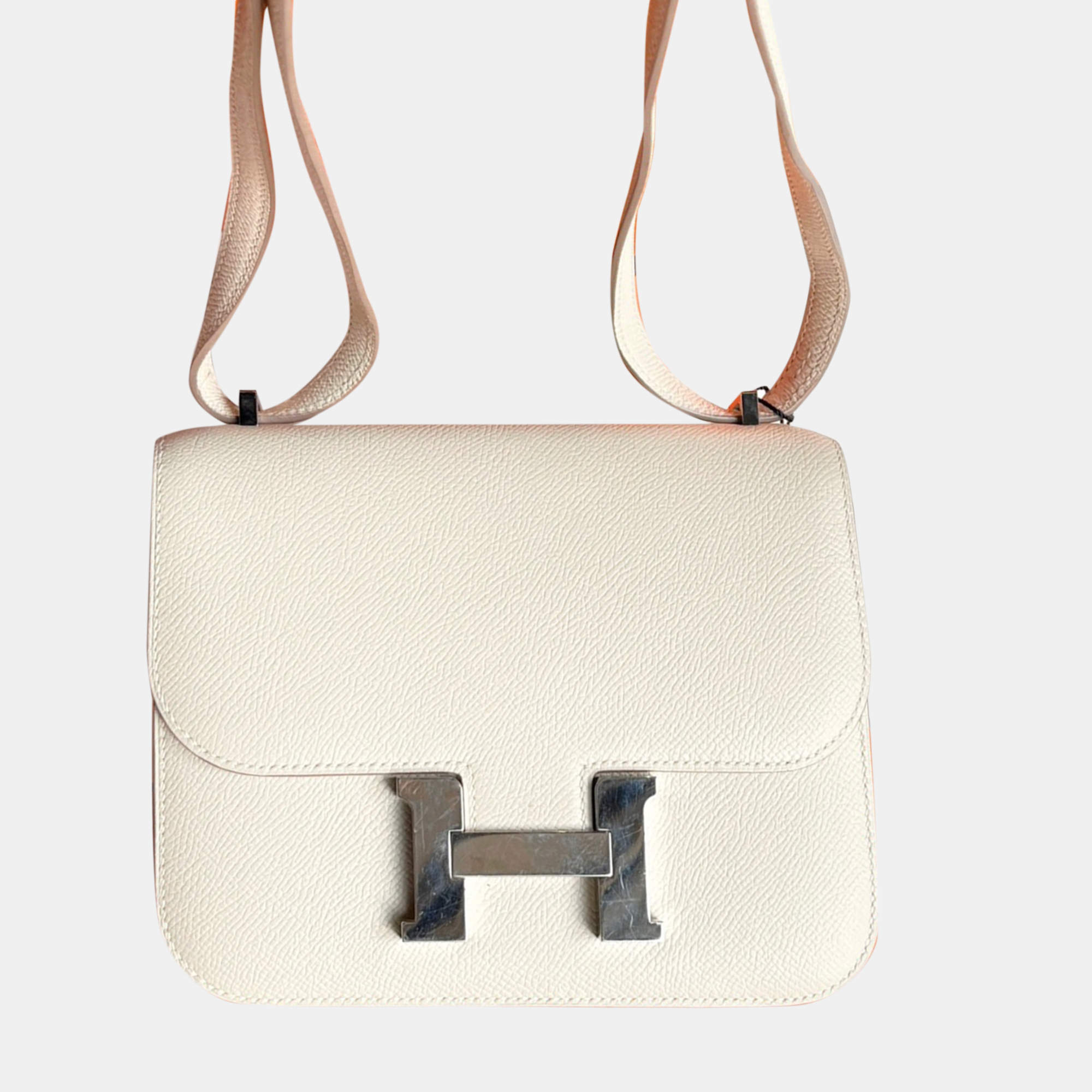 Hermes Milk White Epsom Leather Constance 19 Shoulder Bag