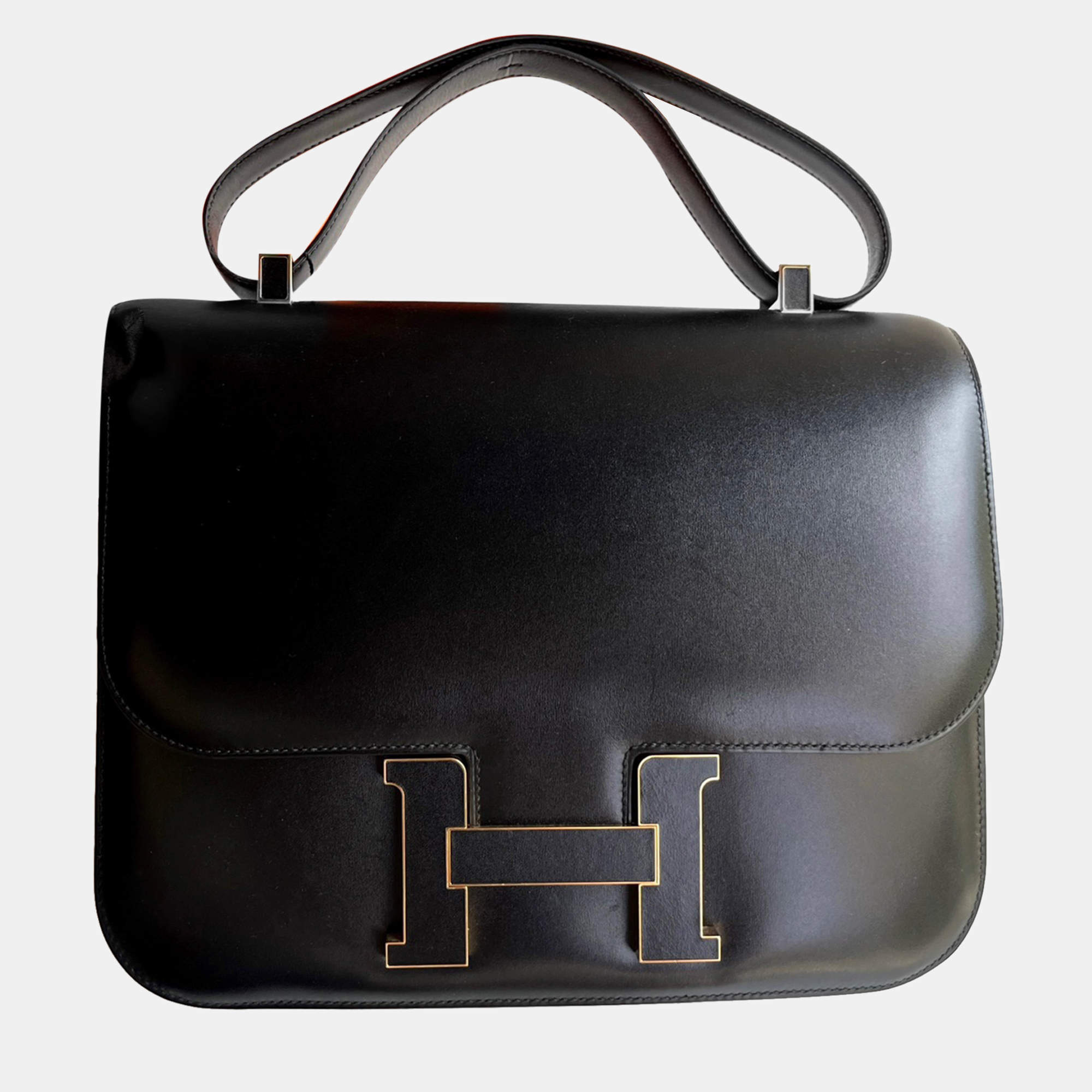 Hermes Black Box Calf Leather Constance 30 Shoulder Bag
