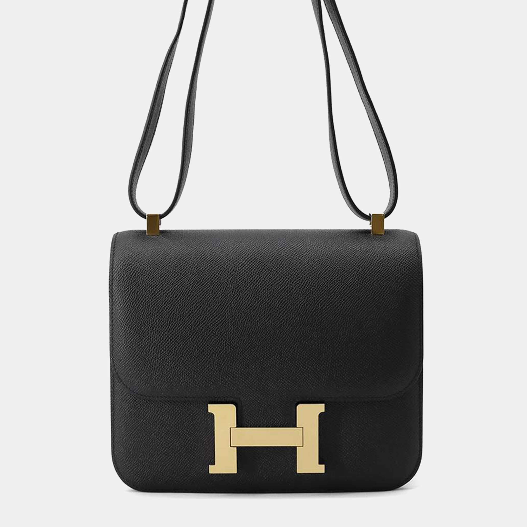Hermes Black Epsom Leather Constance 24 Shoulder Bag