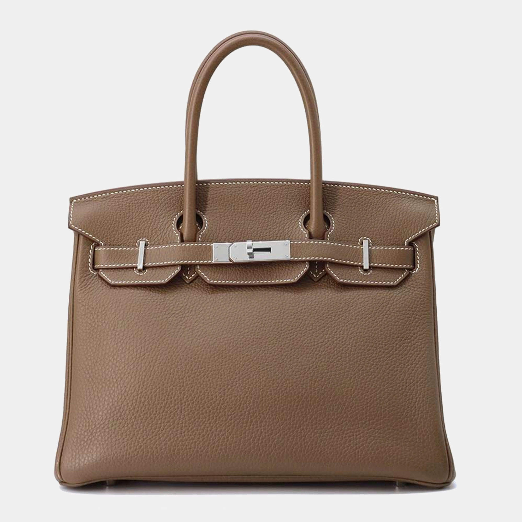 Hermes Etoupe Togo Leather Birkin 30  Bag