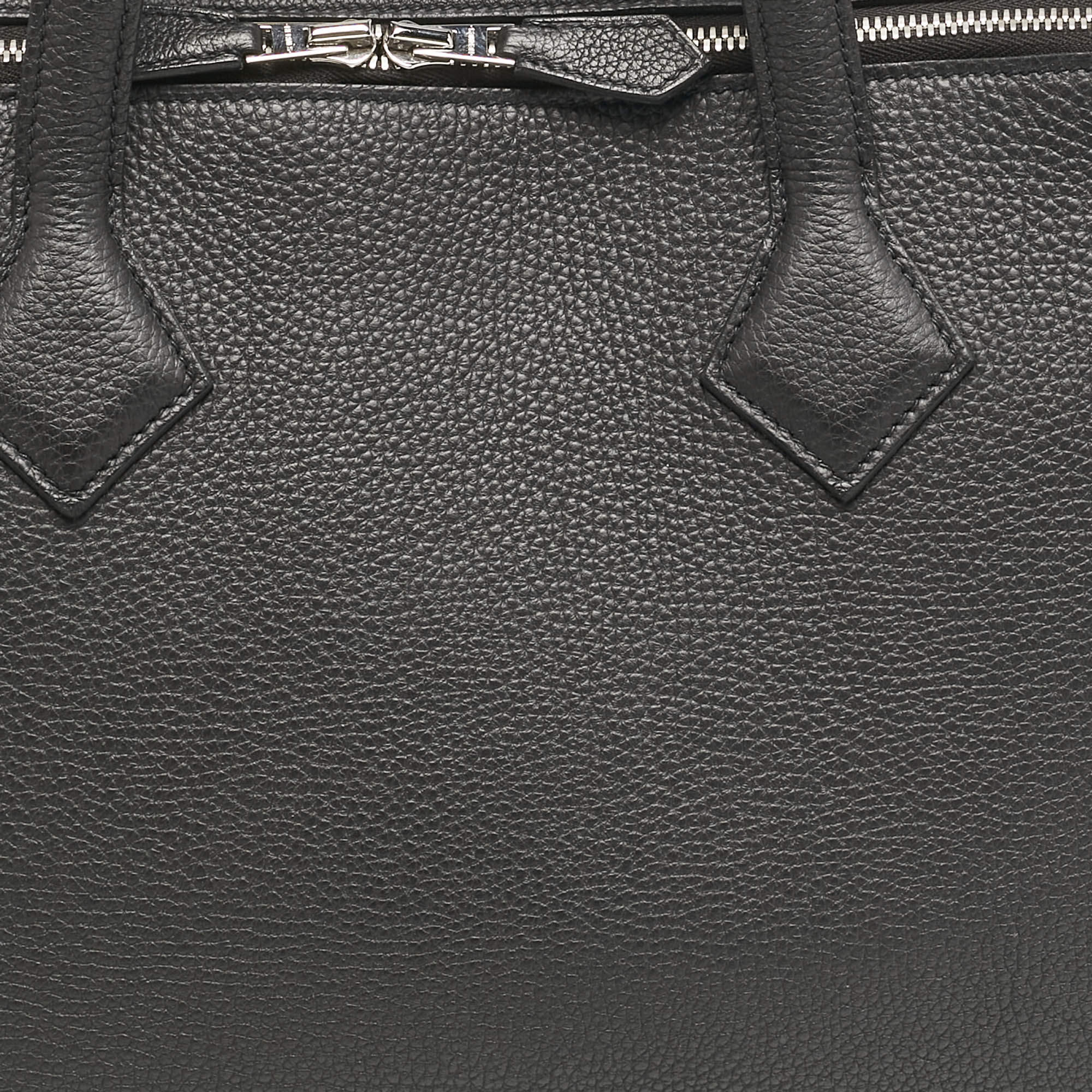 Pre Owned Hermes Noir Togo Leather Victoria Light Briefcase