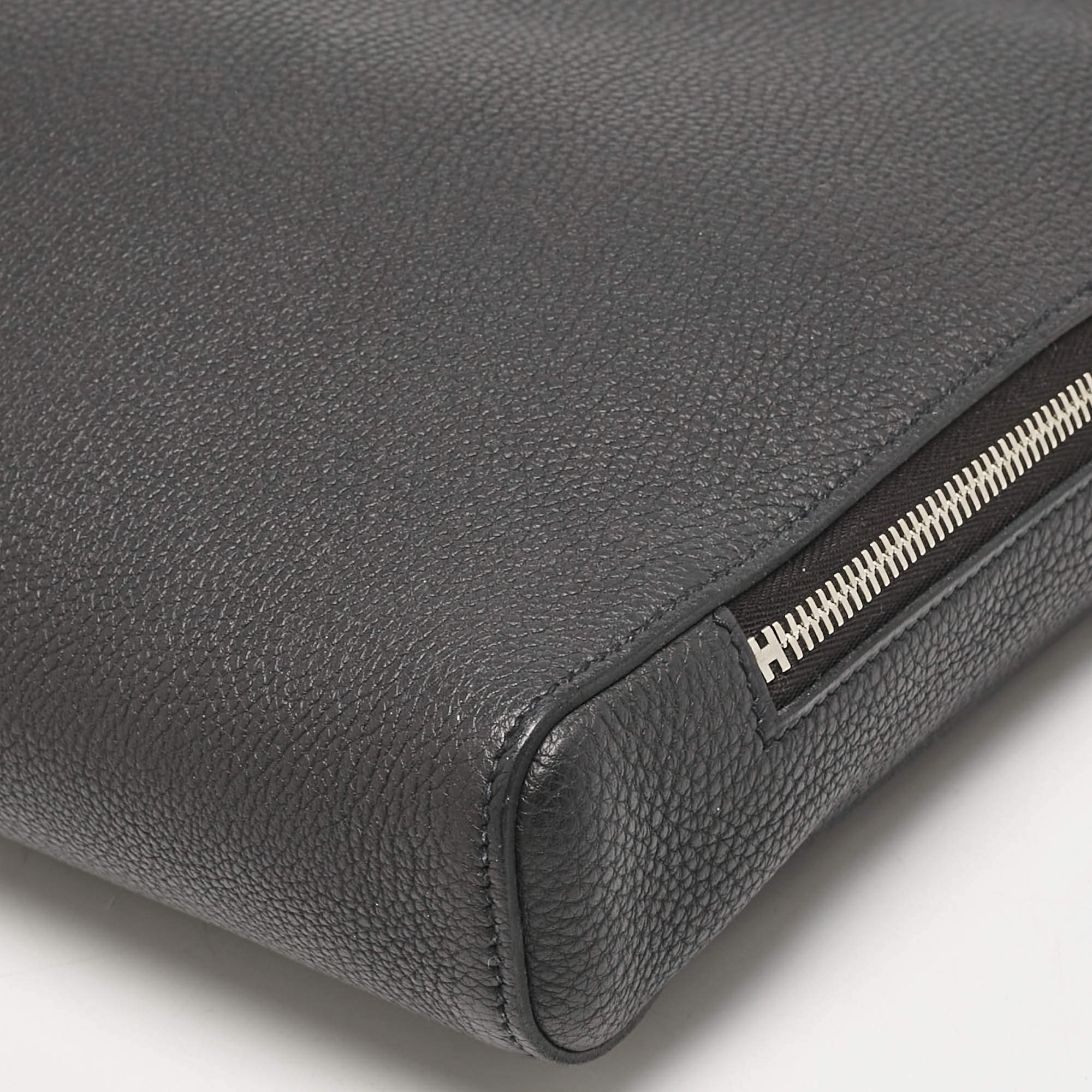Pre Owned Hermes Noir Togo Leather Victoria Light Briefcase