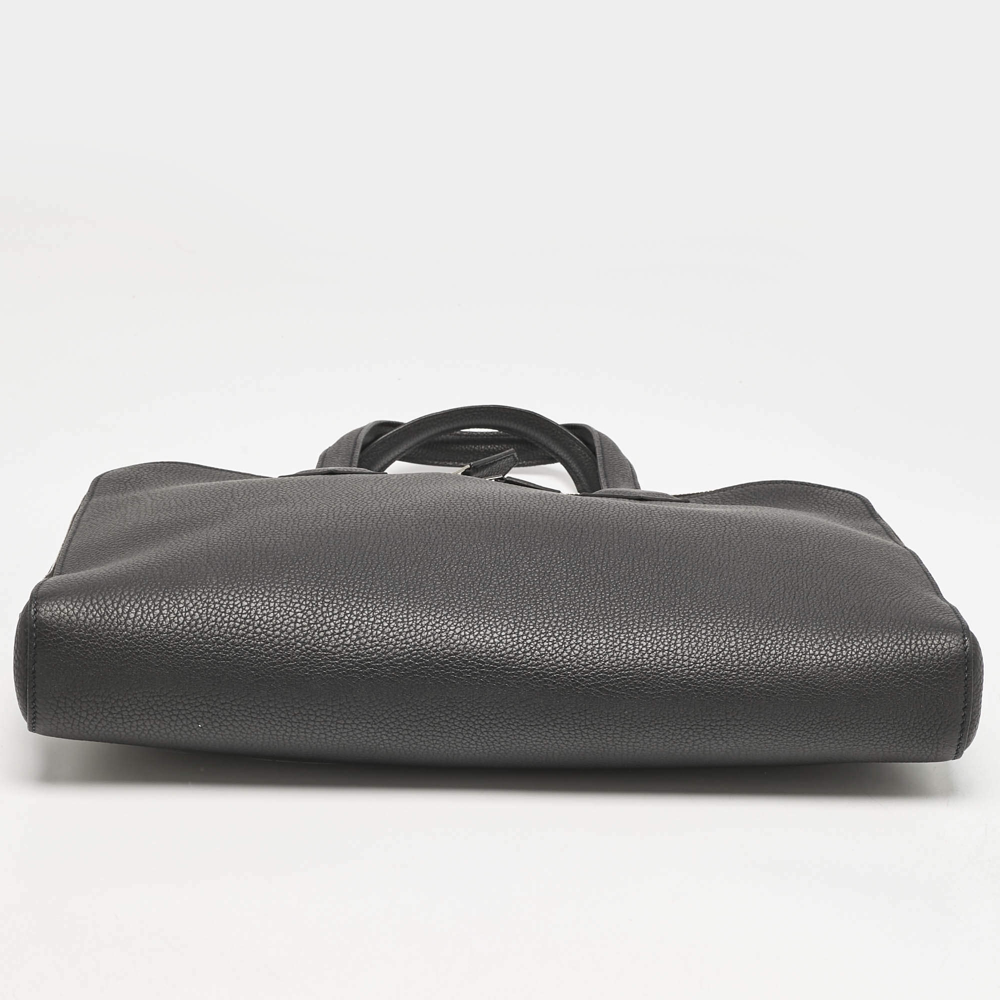 Pre Owned Hermes Noir Togo Leather Victoria Light Briefcase