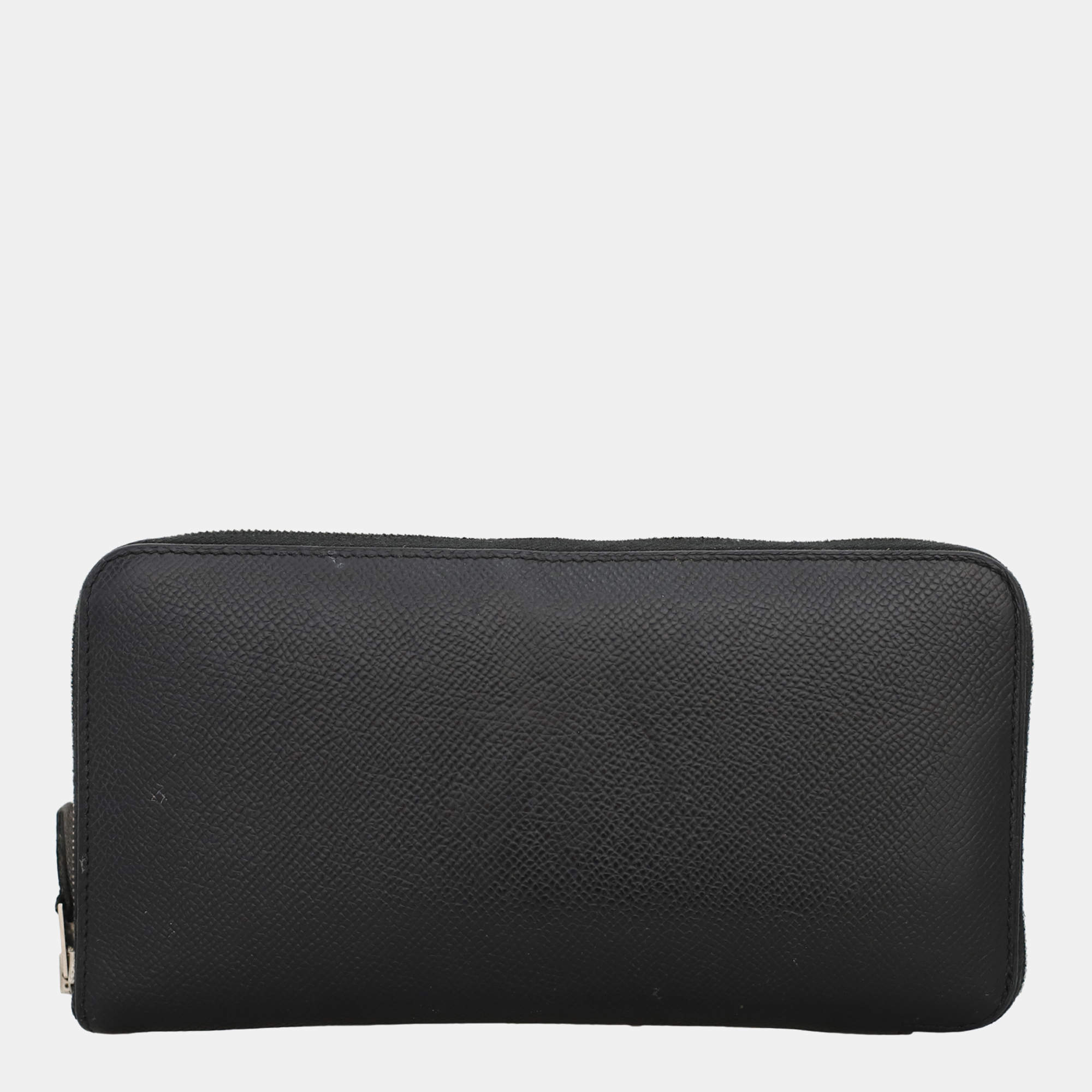Hermes Black Leather Zipped Long Wallet