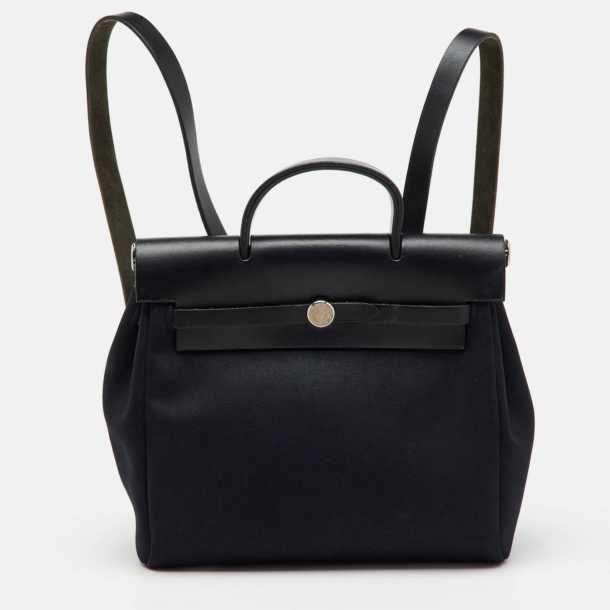 Hermes Black Toile Canvas and Vache Hunter 2in1 Herbag PM Backpack