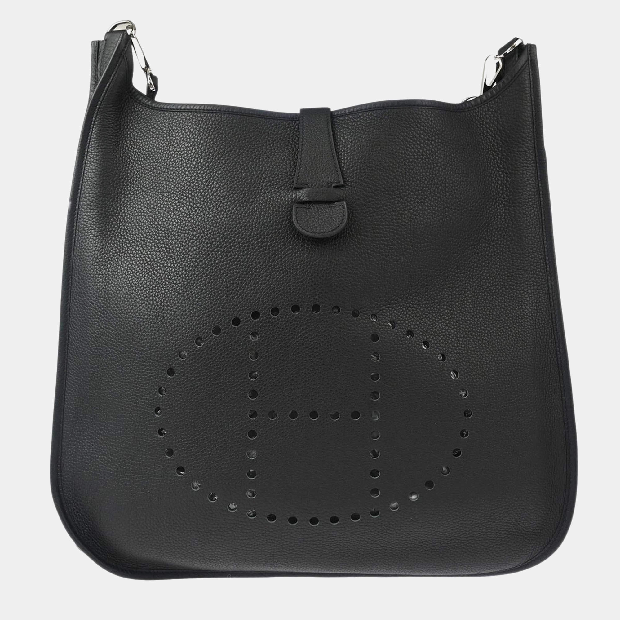 Hermes Black Togo Leather Evelyne II GM Shoulder Bag