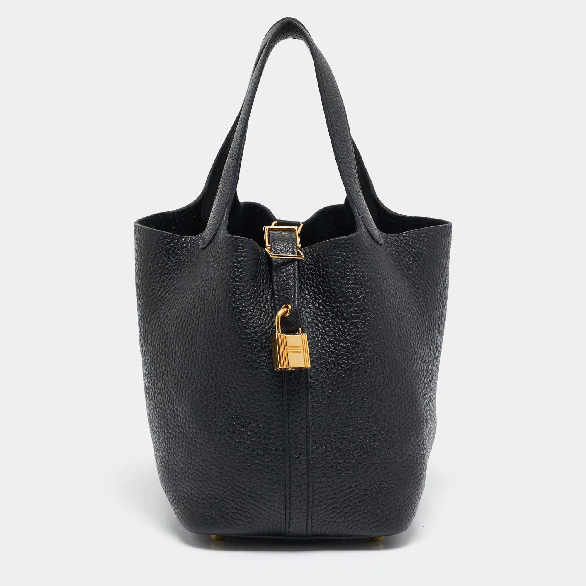 Pre Owned Hermès Noir Taurillon Clemence Leather Picotin Lock 18 Bag
