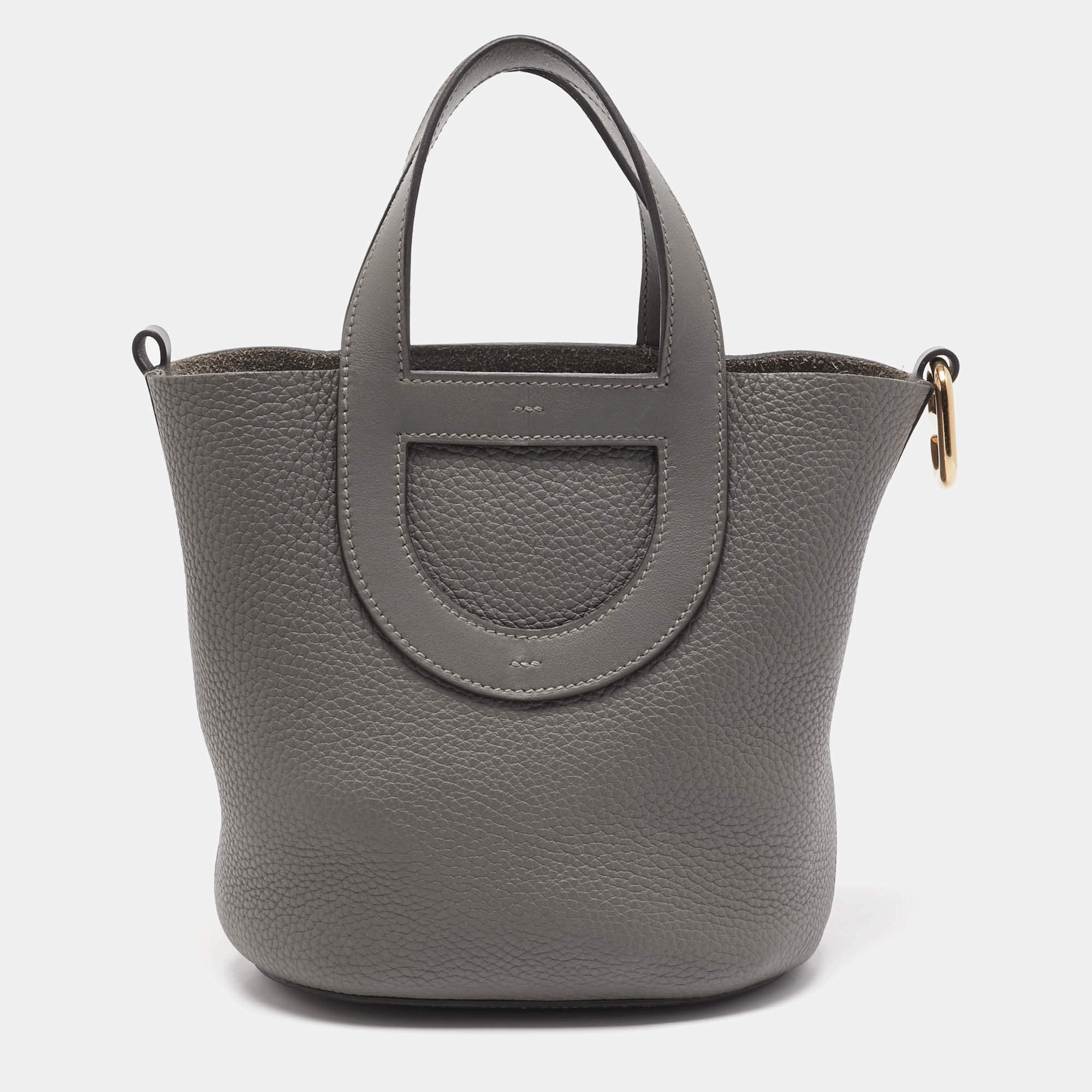 Hermes Gris Meyer Taurillon Clemence and Swift Leather In The Loop 18 Bag