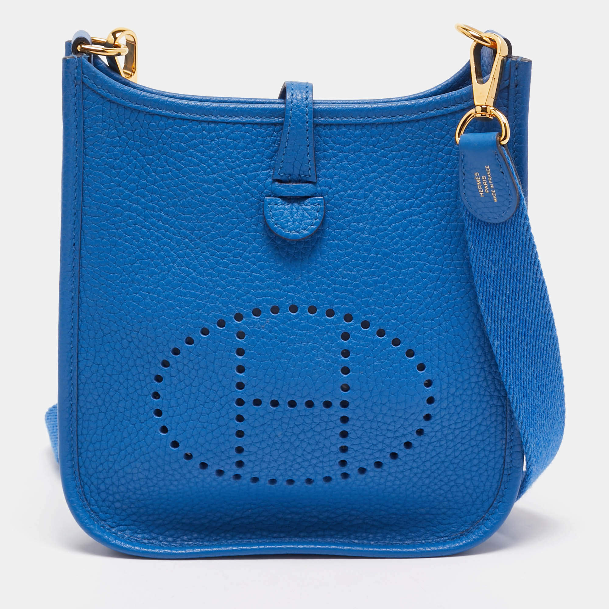 Pre Owned Hermès Bleu France Taurillon Clemence Leather Evelyne TPM Bag