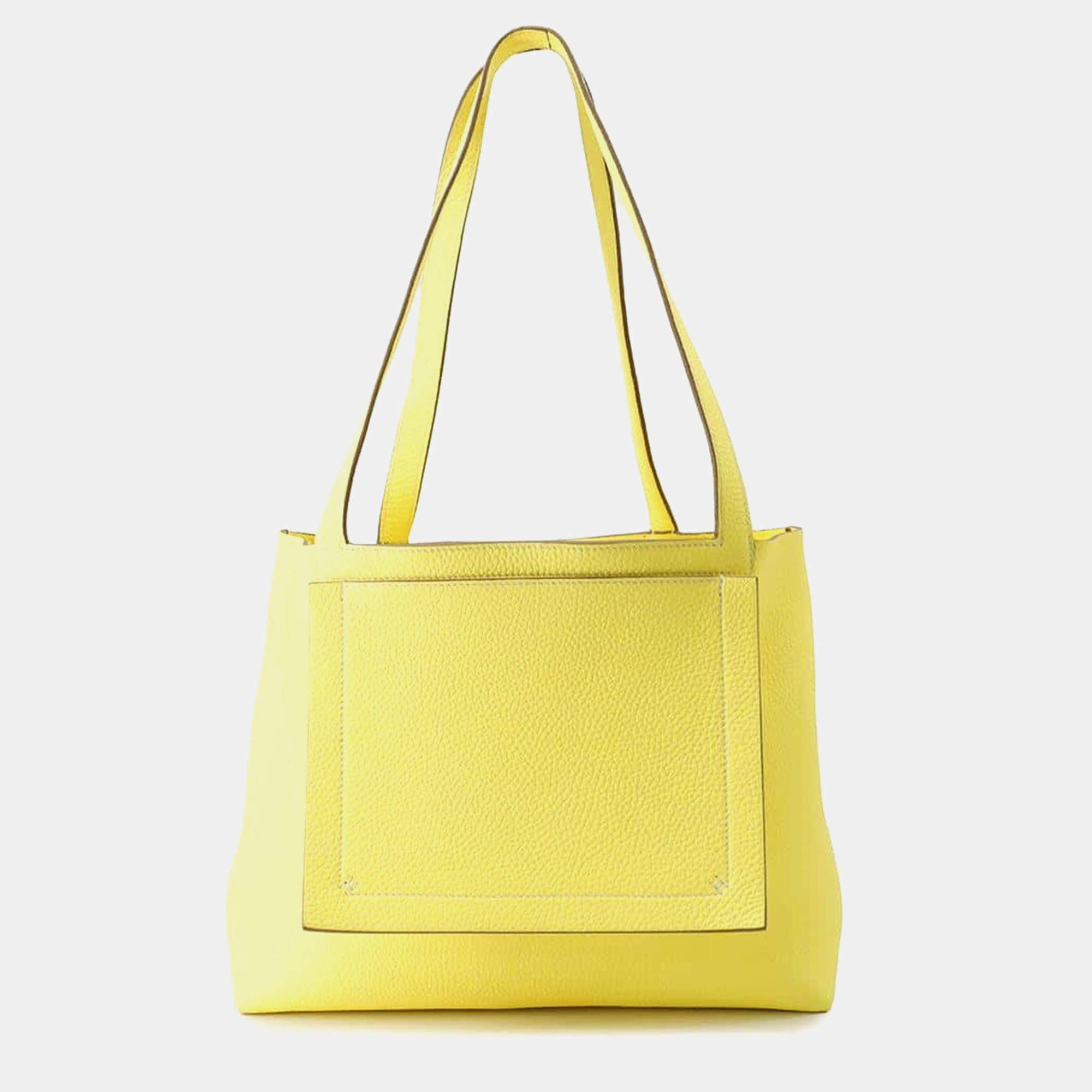 Hermes Limoncello Taurillon Clemence Cabas Sellier 31 Shoulder Bag