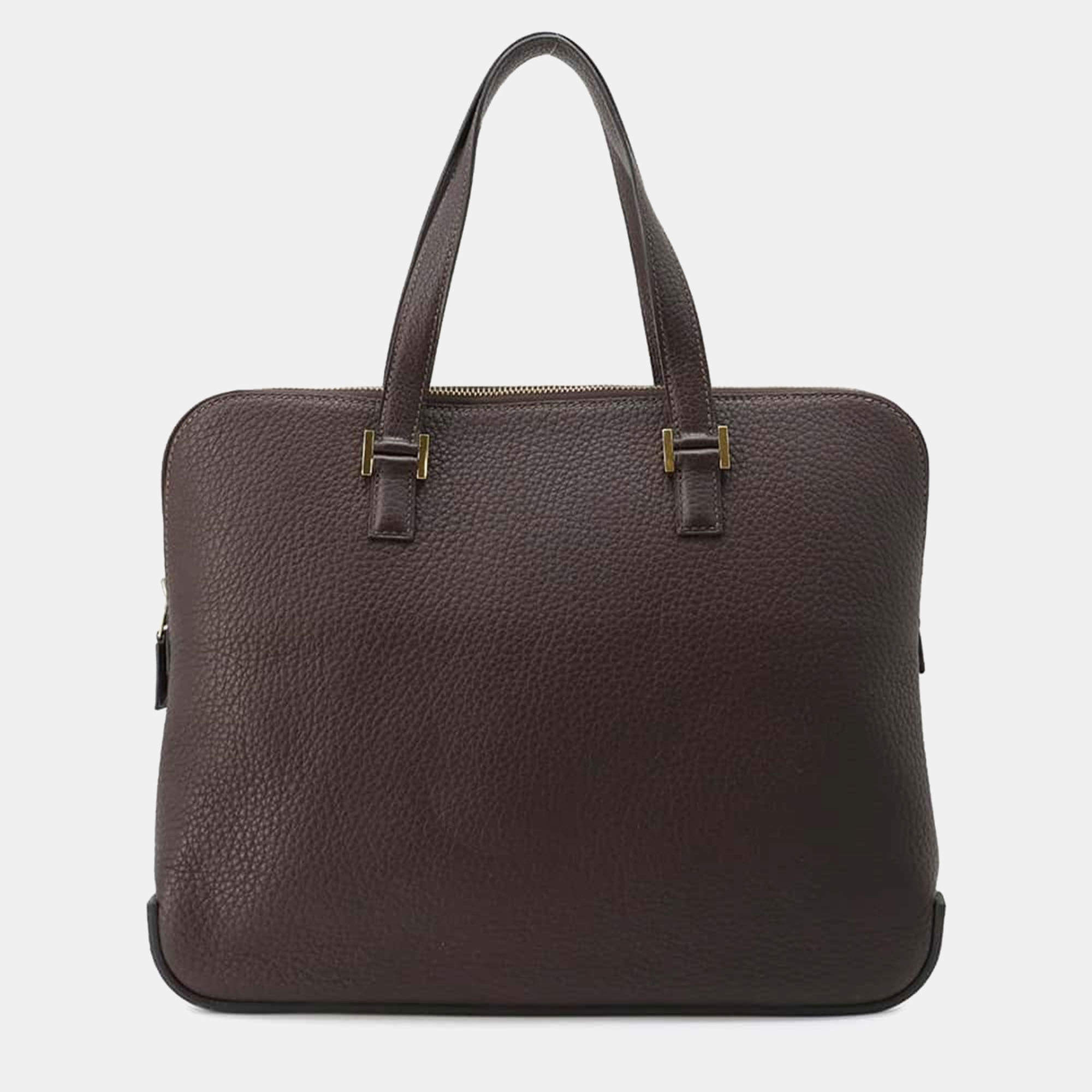 Pre Owned Hermes Brown Fjord Leather Escapada Shoulder Bag
