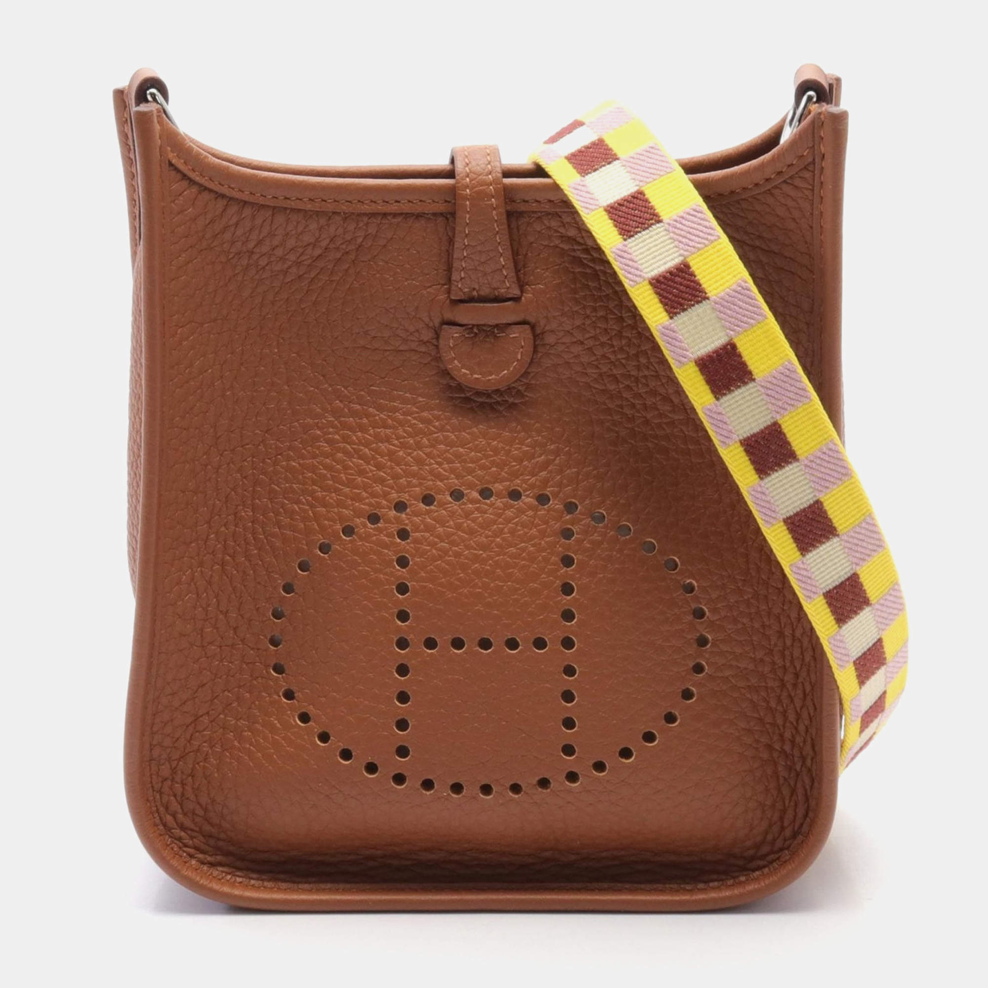 Hermes Brown Clemence Leather Evelyne TPM Shoulder Bag  