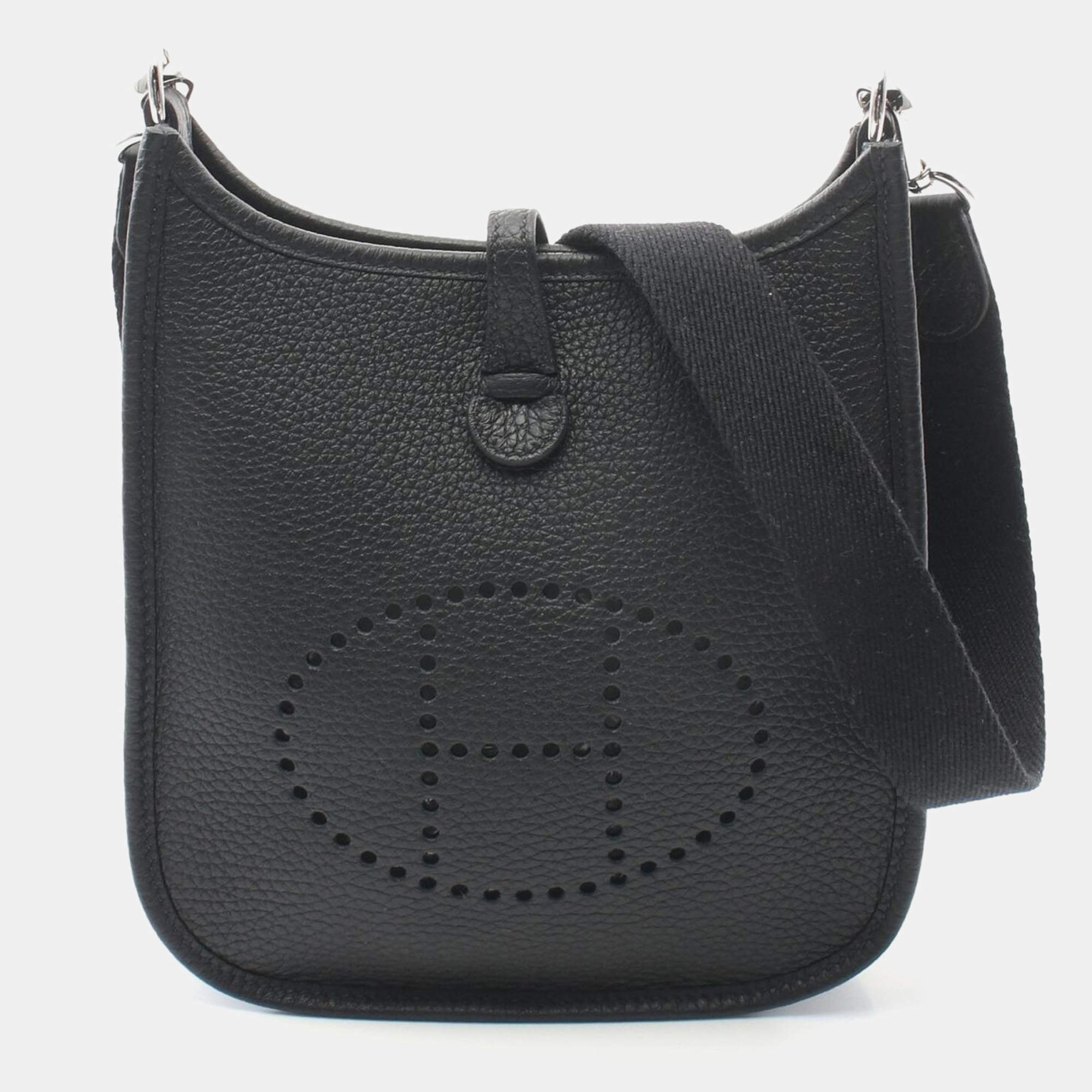 Pre Owned Hermes Black Taurillon Clemence Evelyne TPM Amazon Shoulder Crossbody Bag