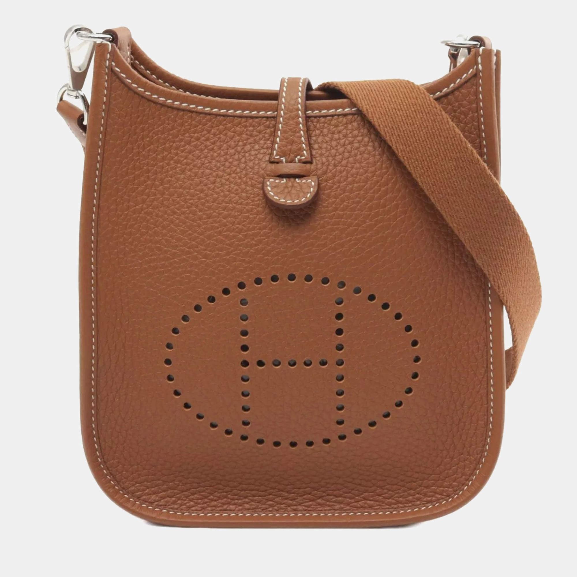Hermes Gold Taurillon Clemence Evelyne TPM Shoulder Bag