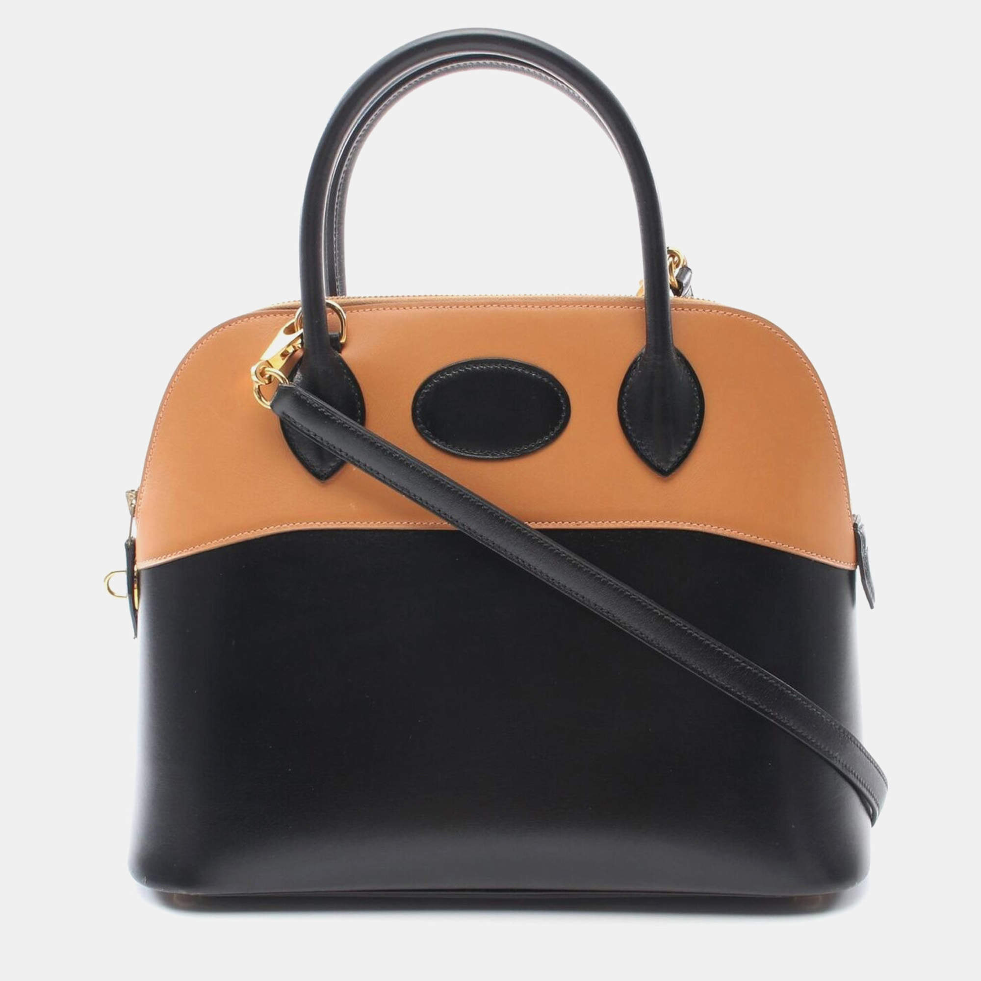 Hermes Black Brown Calf Leather   Bolide31 Shoulder Handbag  