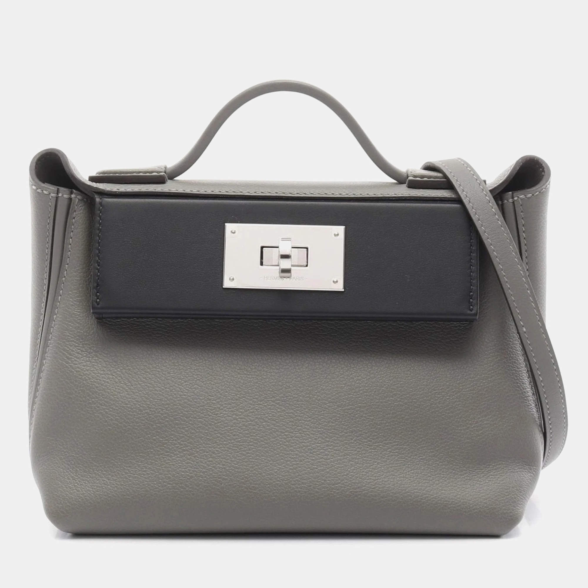 Hermes Gray Evercolor Swift Leather 24/24 Van Quatre 21 Mini Shoulder Bag