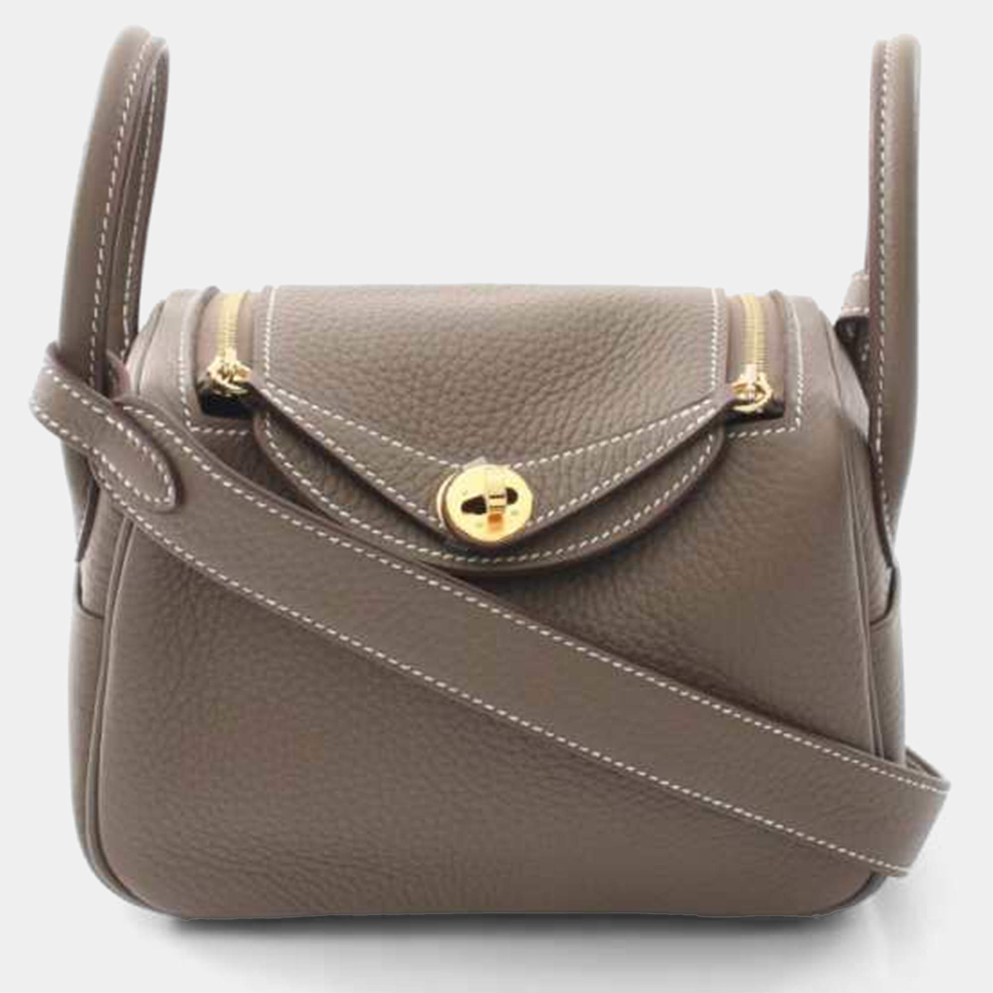 Hermes Taurillon Clemence Leather Lindy Mini Shoulder Bag
