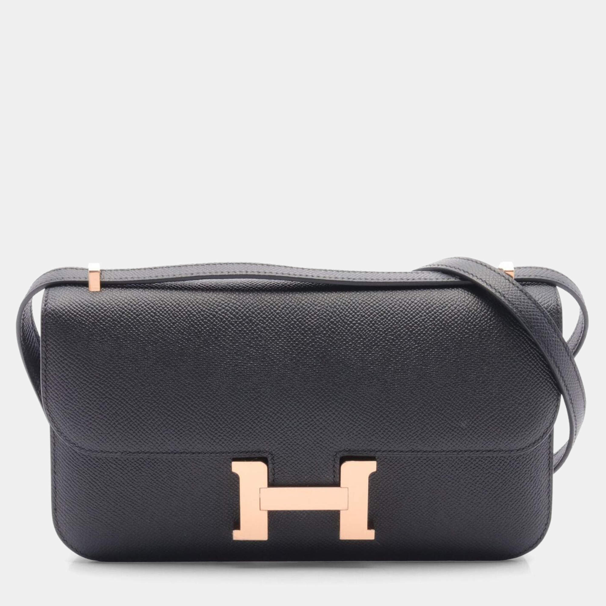 Hermes Black Epsom Leather Constance Elan Shoulder Bag