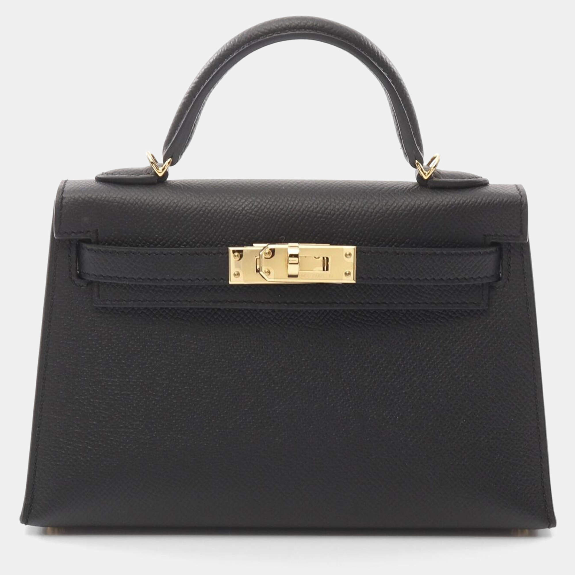Hermes Black Epsom Leather Mini Kelly Shoulder Bag