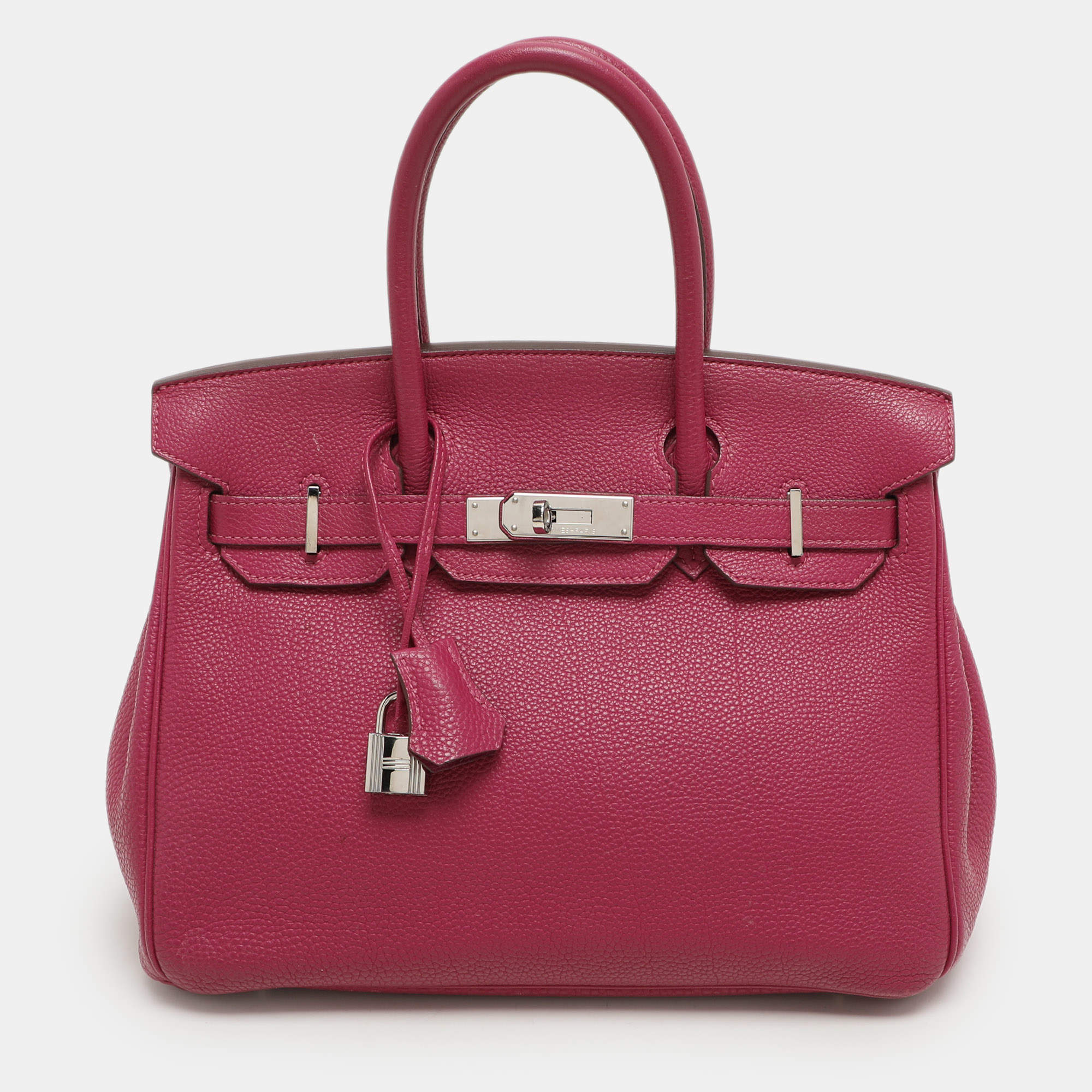 Hermes Tosca Togo Leather Palladium Finish Birkin 30 Bag