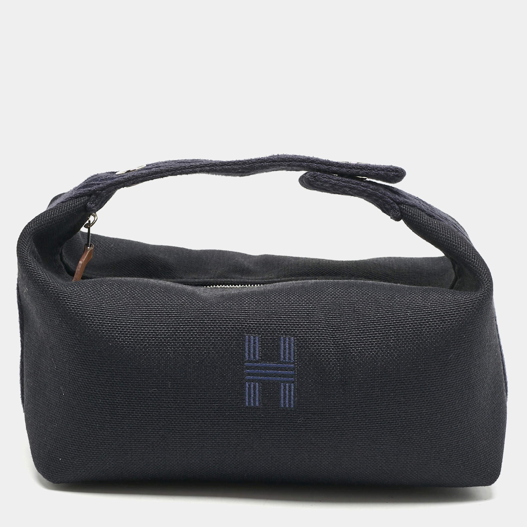 مملوكة مسبقًا Hermes Bleu Nuit Canvas Small Bride-A-Brac Pouch