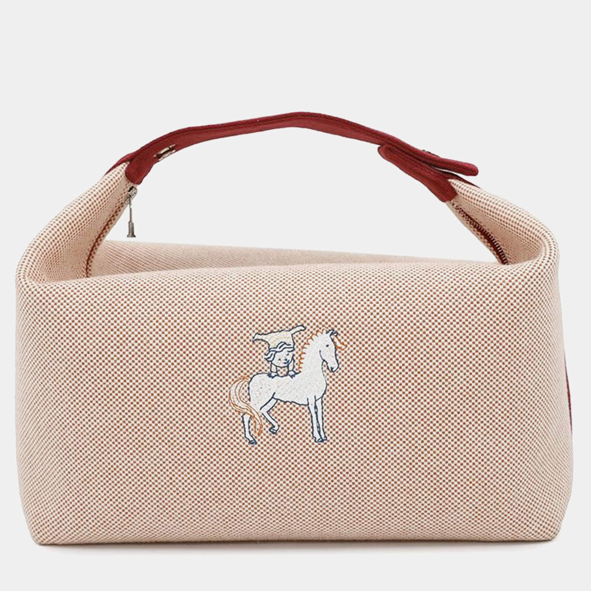 Hermes Terracotta Toile Bride-a-Brac Large Bag