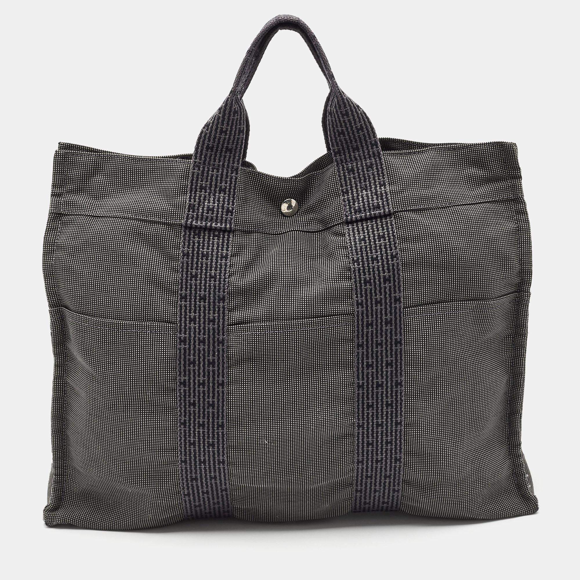 Hermes Grey Canvas Fourre Tout Tote