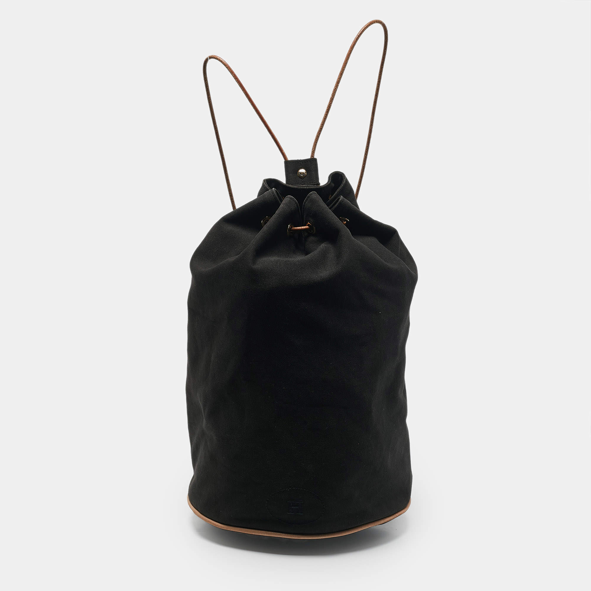 Hermes Black/Brown Canvas Polochon Mimile Bag