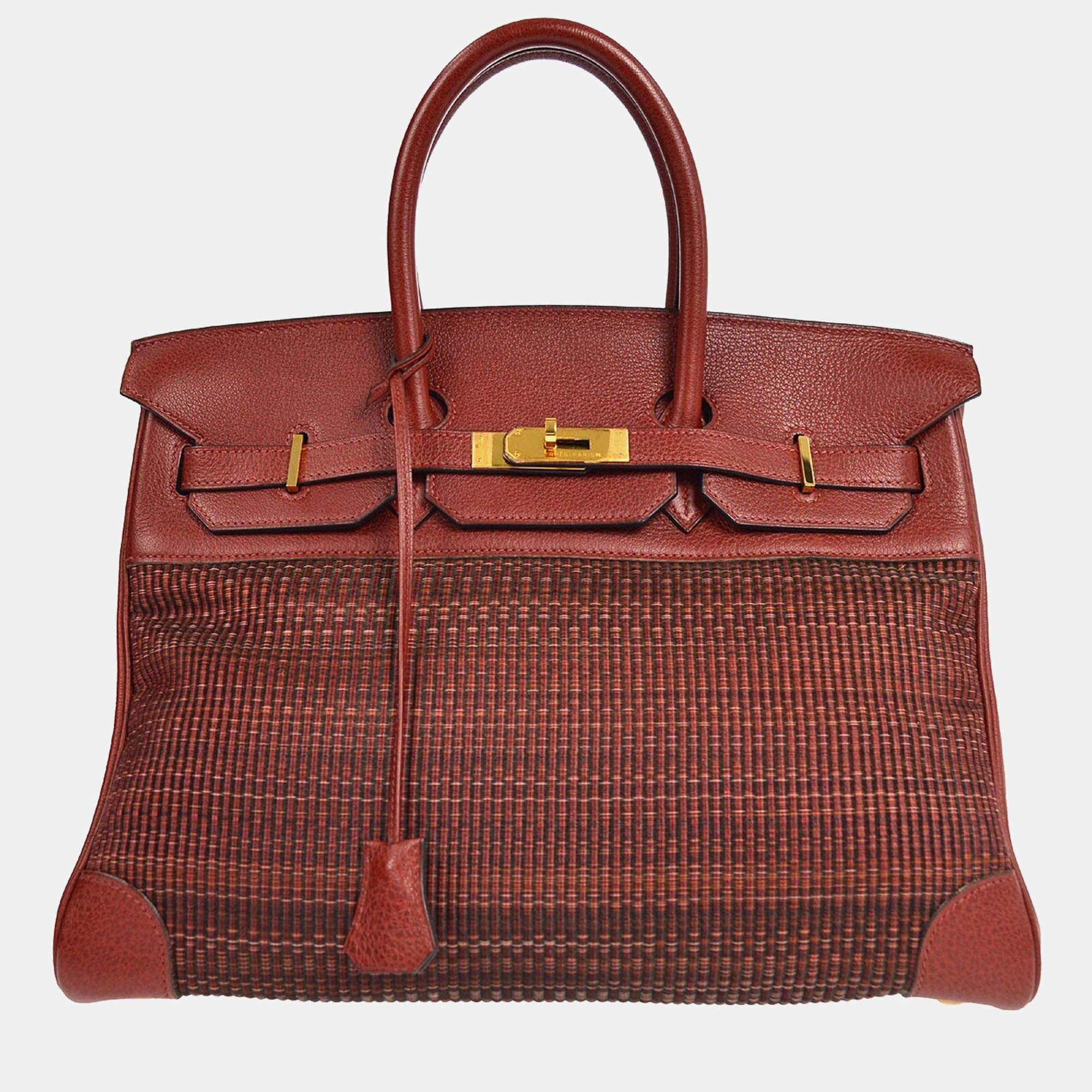 Hermes Rouge Crinoline Taurillon Clemence Birkin 35 Handbag 
