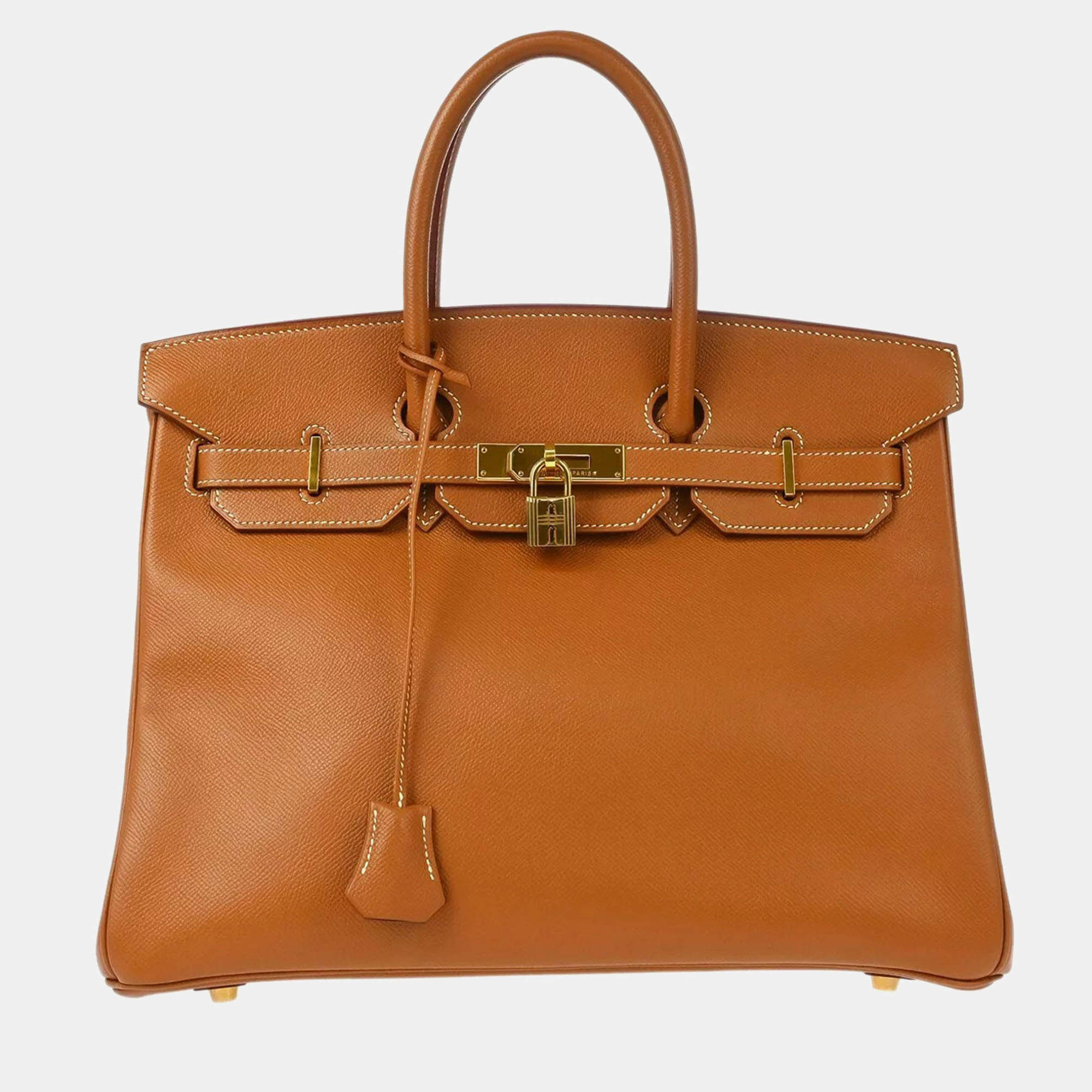 Hermes Gold Courchevel Birkin 35 Handbag