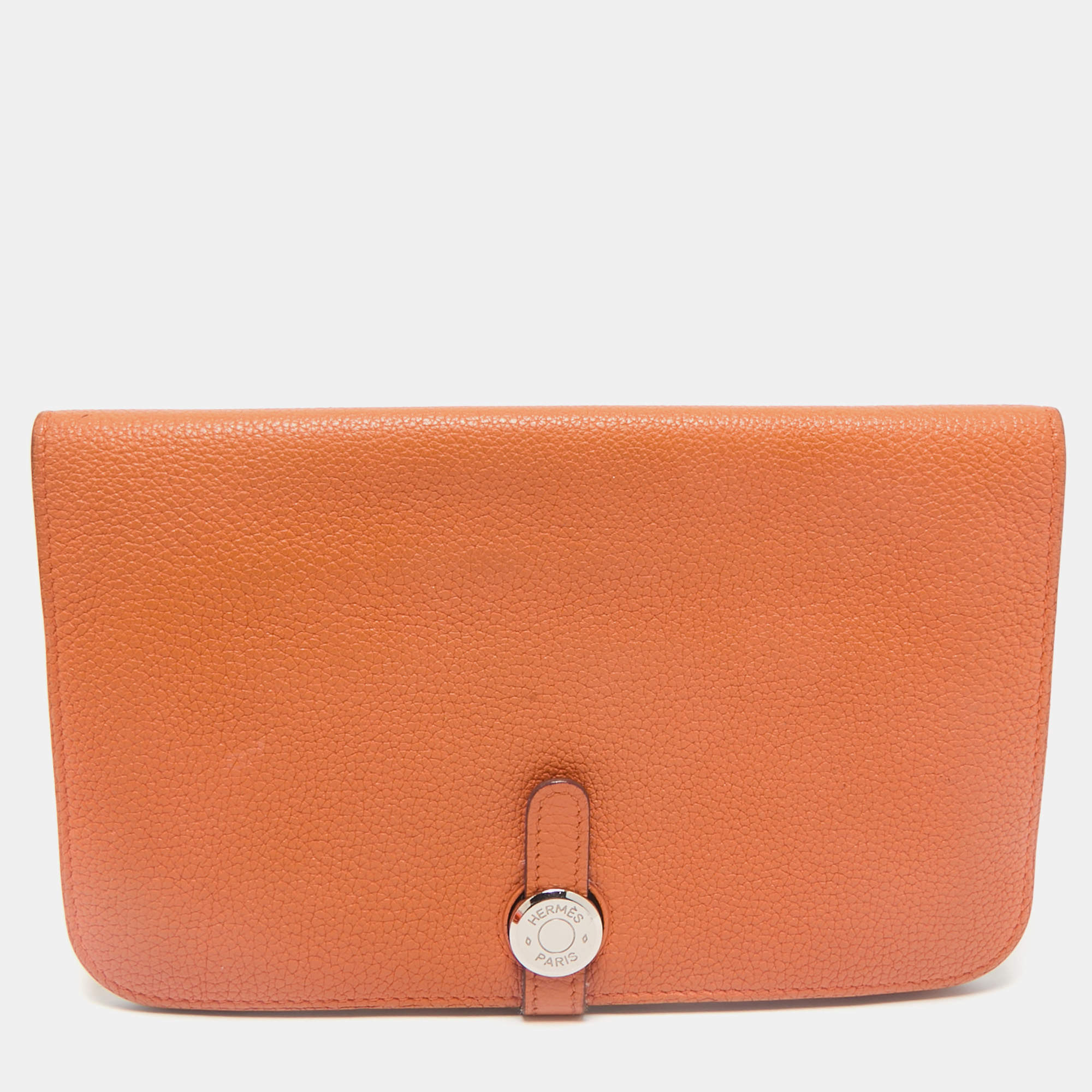 Hermes Orange Togo Leather Dogon Duo Wallet