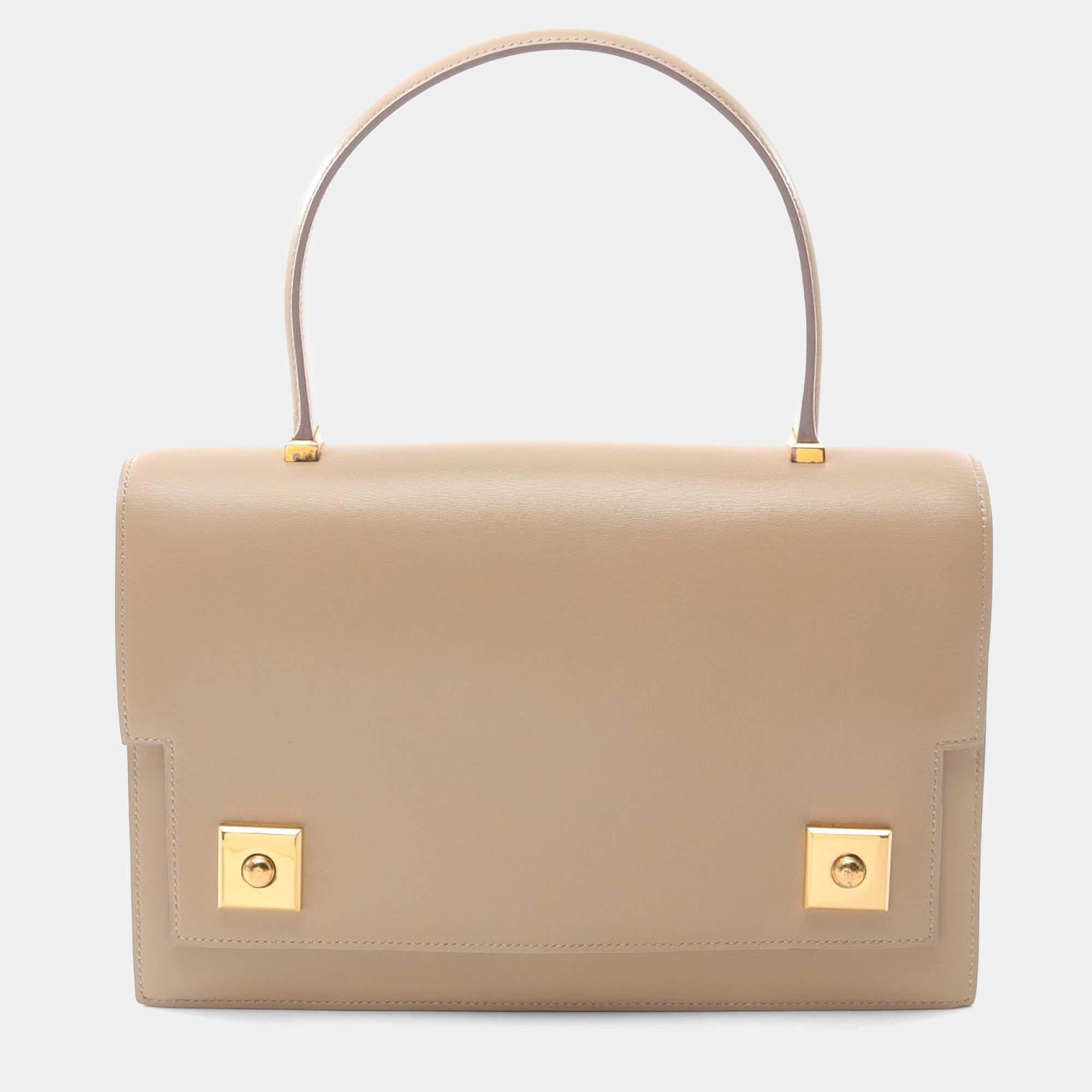 Pre Owned Hermes Beige Box Calf Leather Piano Handbag