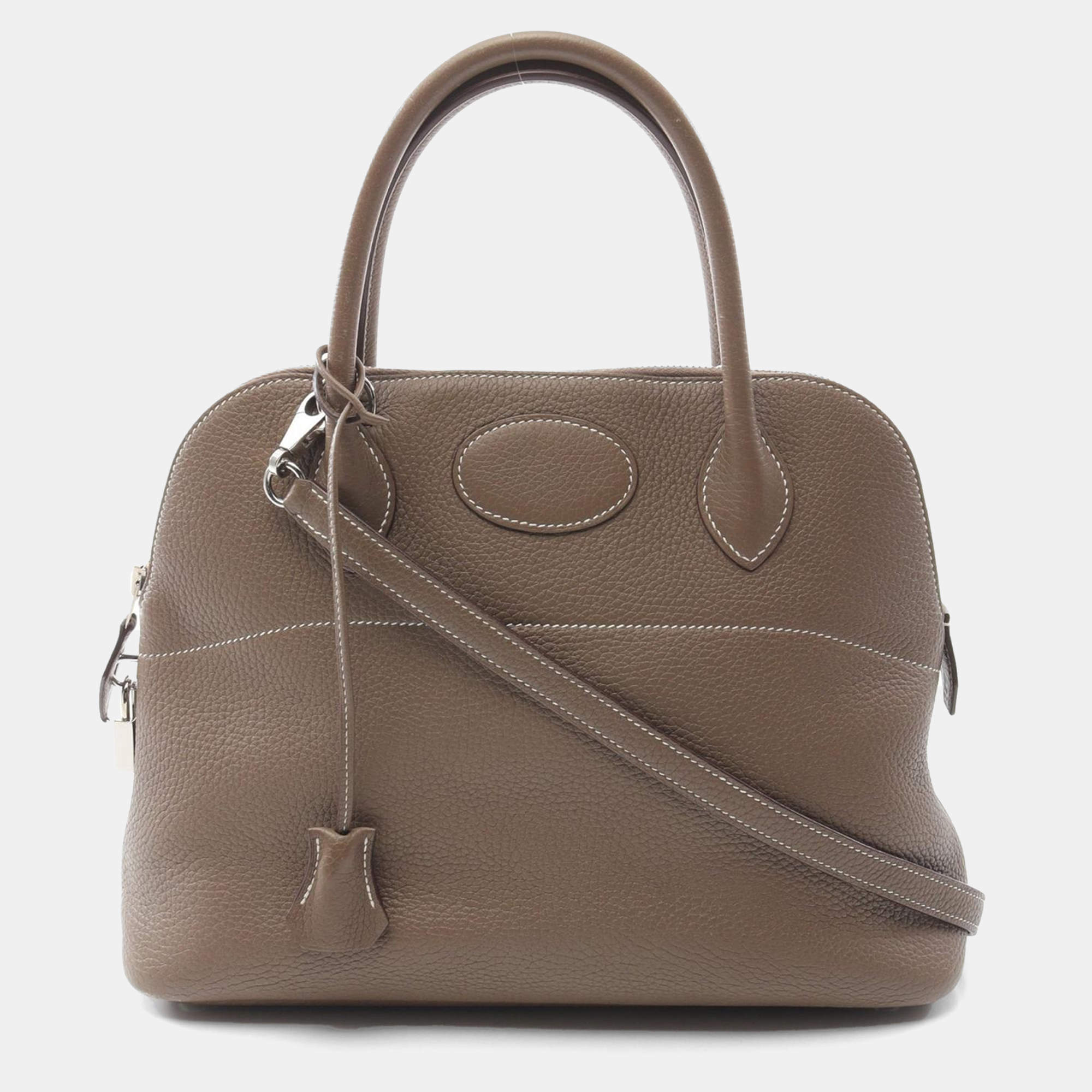Hermes Etoupe Grey Clemence Leather 2Way  Bolide 31 