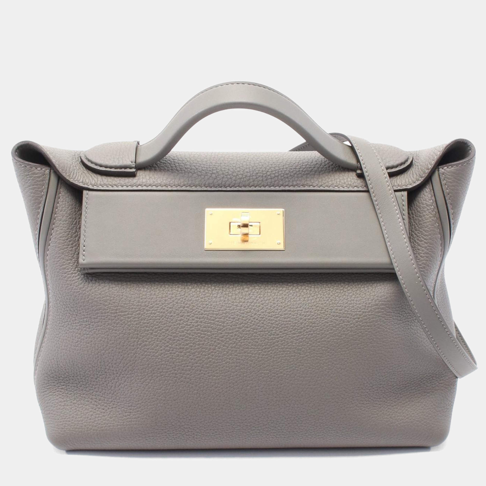 Hermes Etain Togo and Swift Leather 24/24 Top Handle Bag