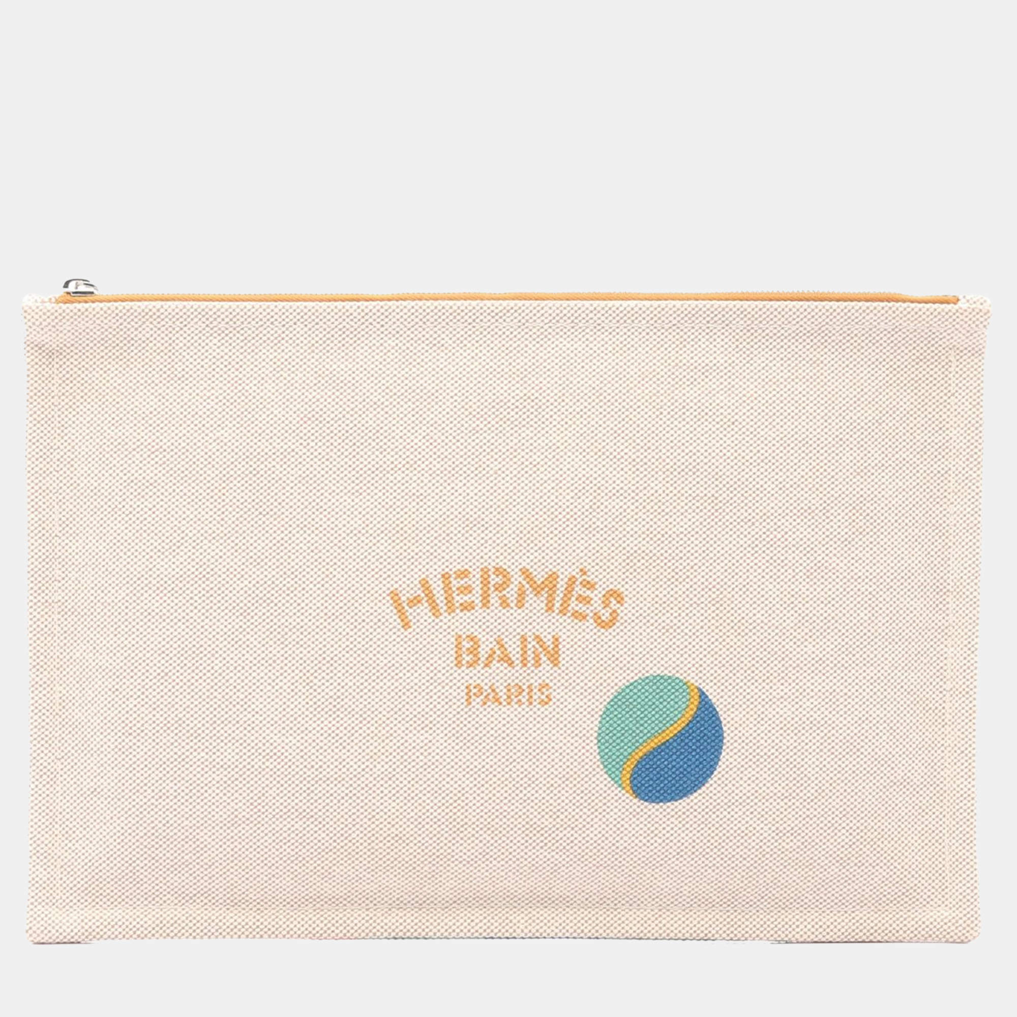 Hermes Multicolor Toile H and Leather Balles au Bond Pouch