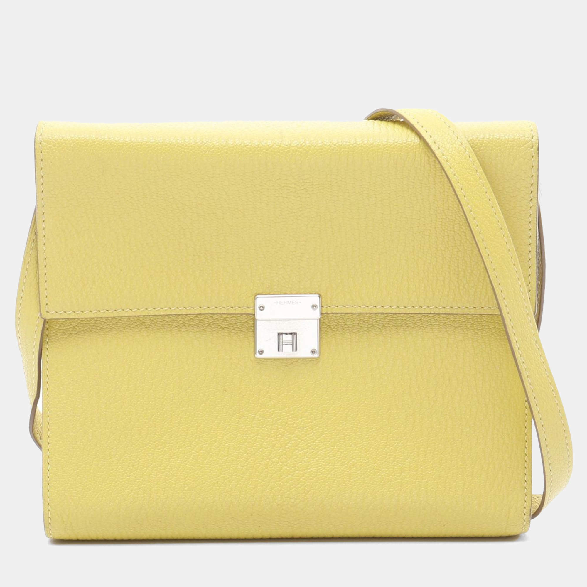 Hermes Lime Chevre Leather Clic Shoulder Bag 16 