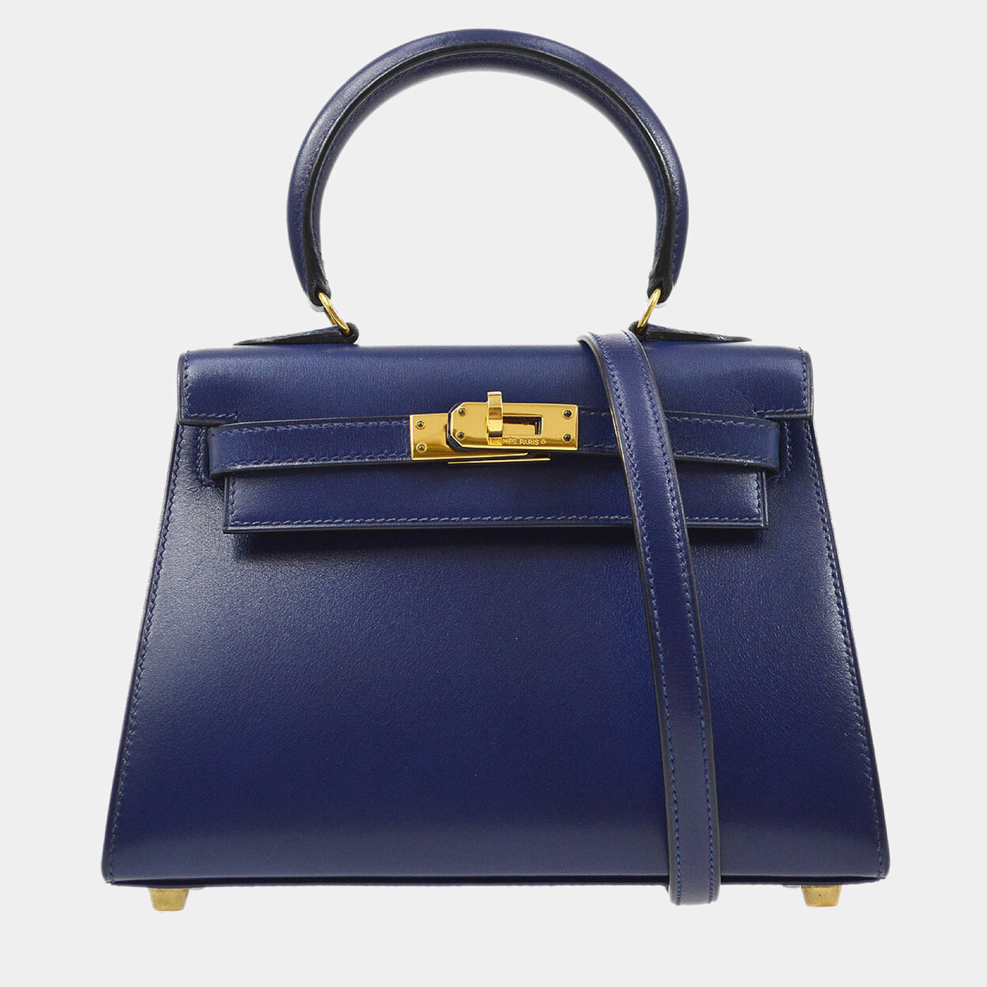 Hermes Blue Box Calf Kelly 20 Sellier Handbag