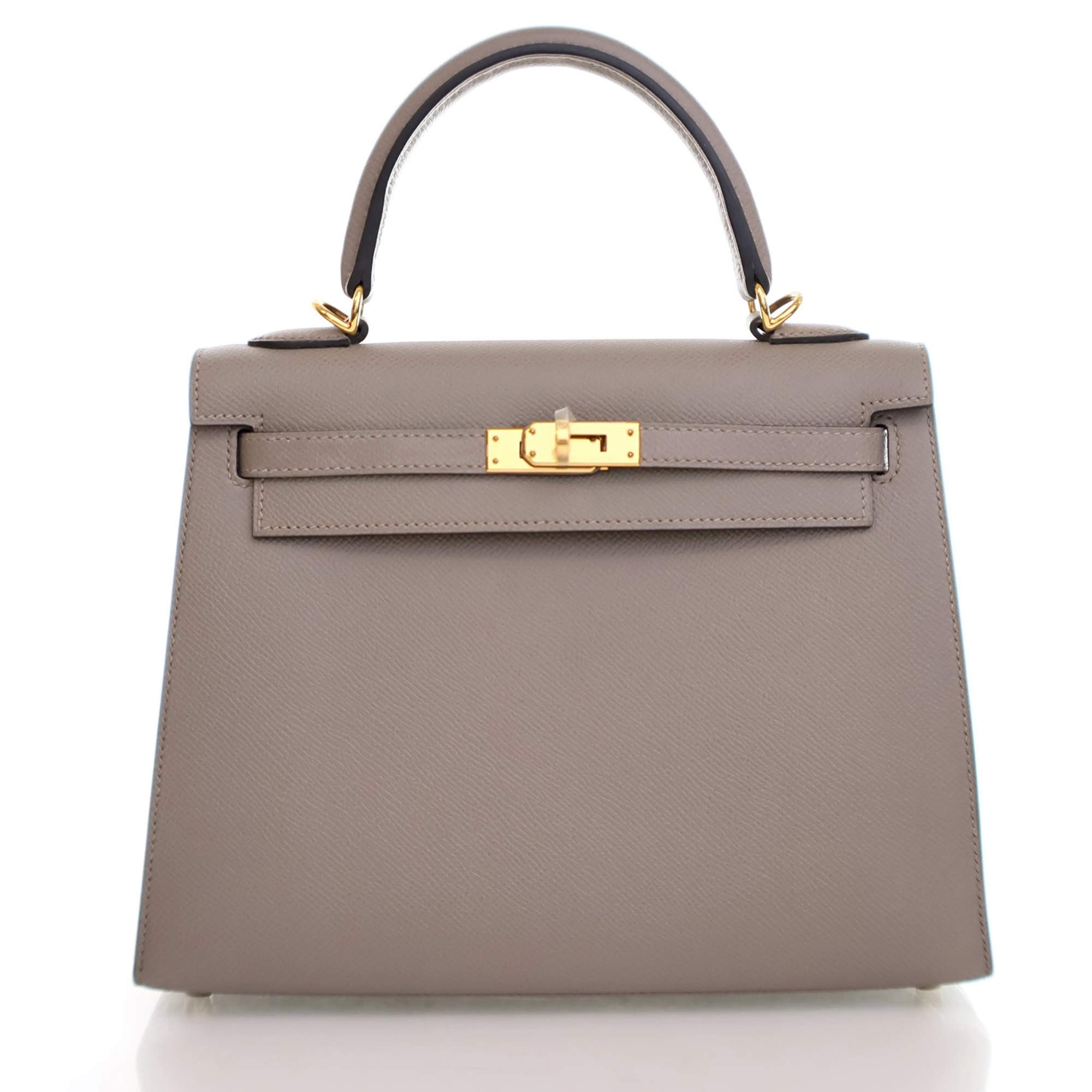 Hermes Kelly Sellier 25 Gris Asphalt Epsom Leather Bag