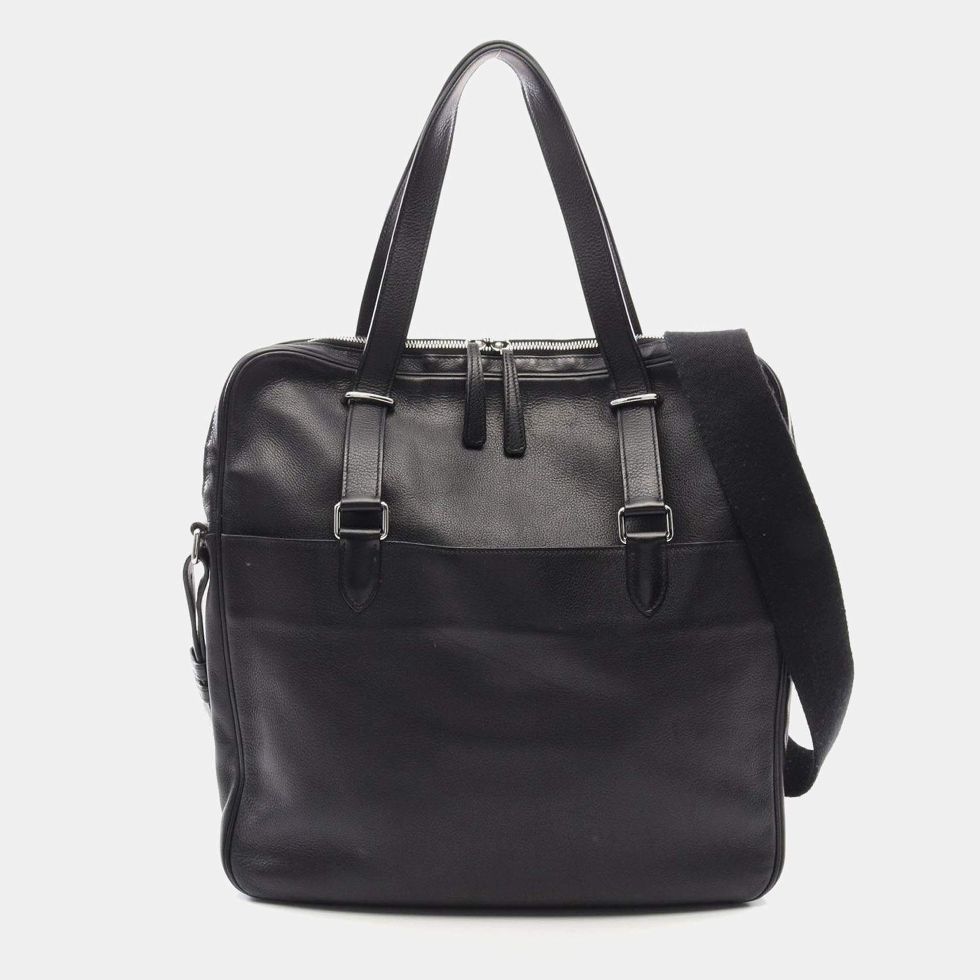 Hermes Black Leather Evergrain Shoulder Bag