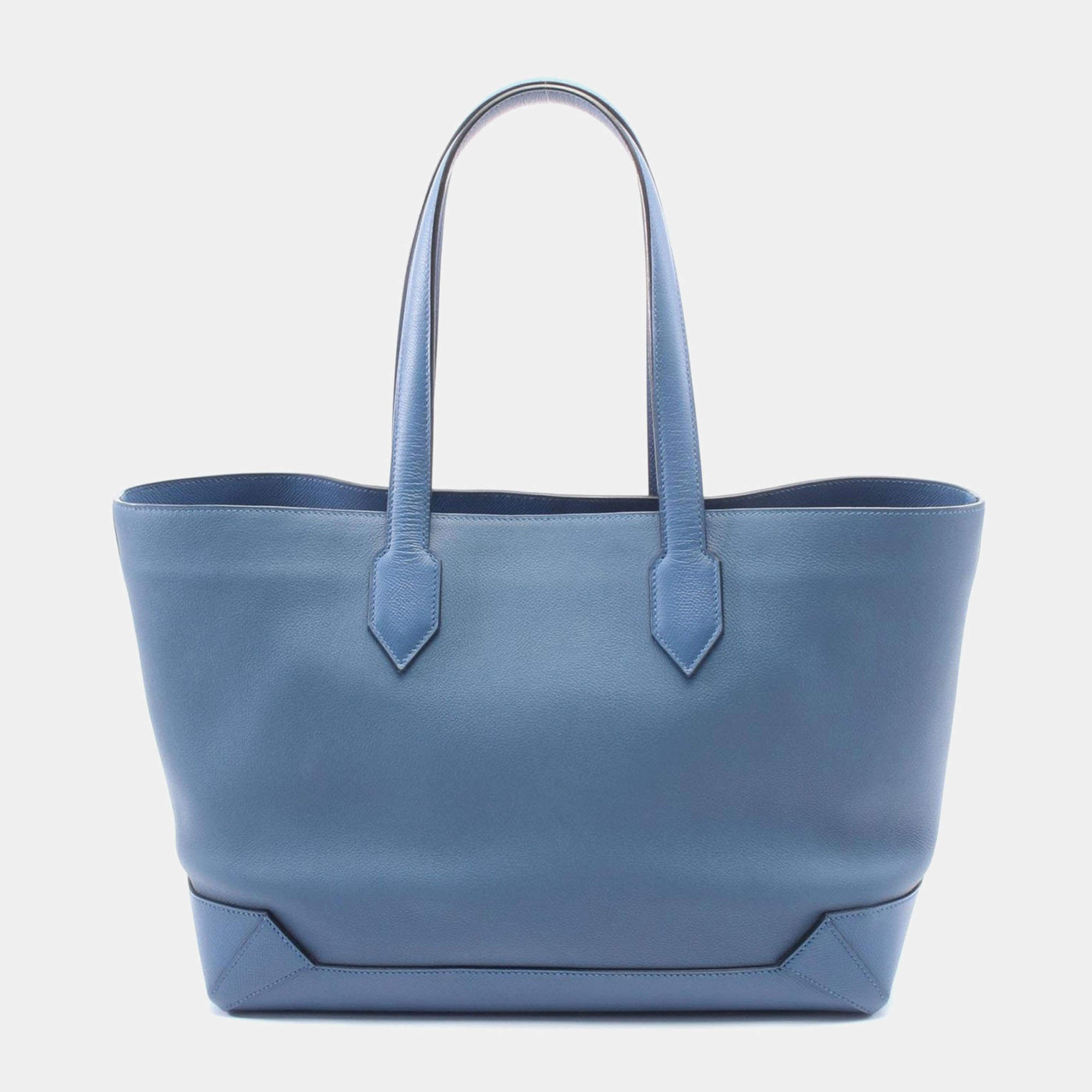 Pre Owned Hermes Agate Evercolor Leather Maxibox Cabas 36 Tote Bag
