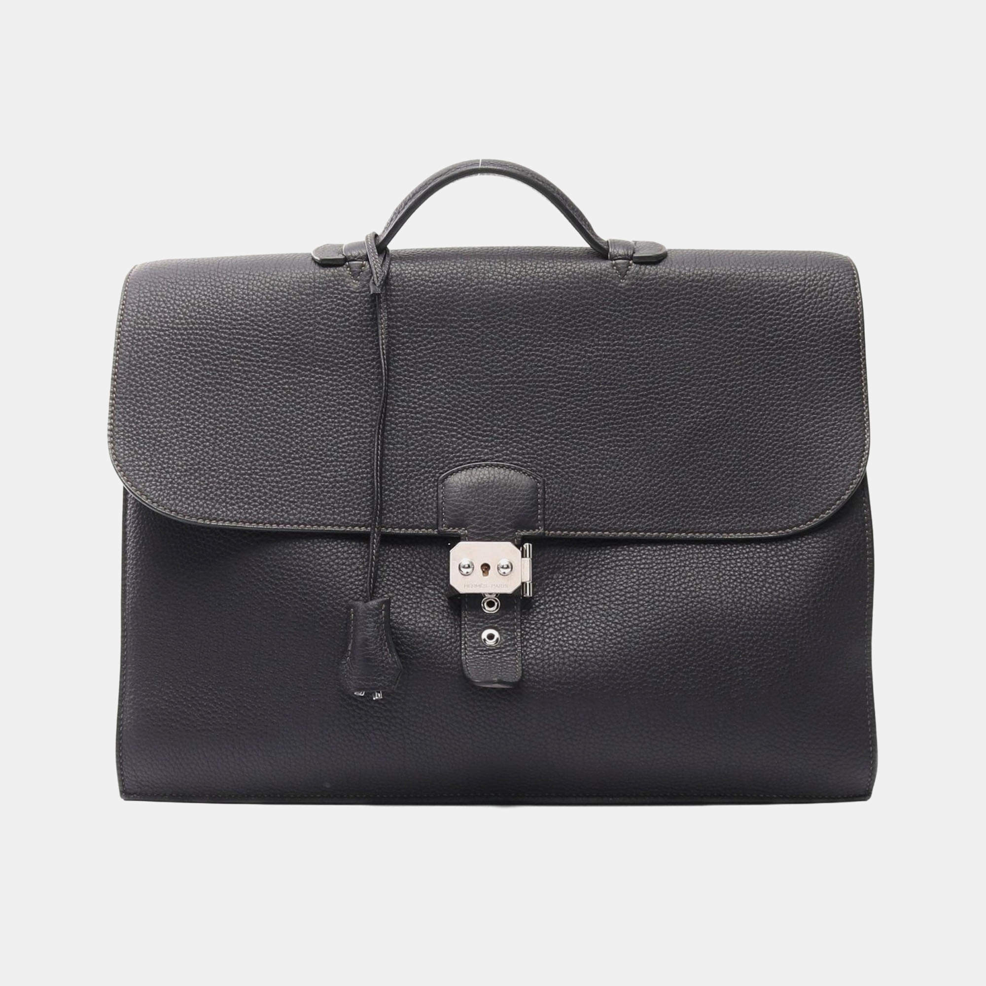 Hermes Purple Togo Leather Sac A Depeche 38 Verso Business Bag
