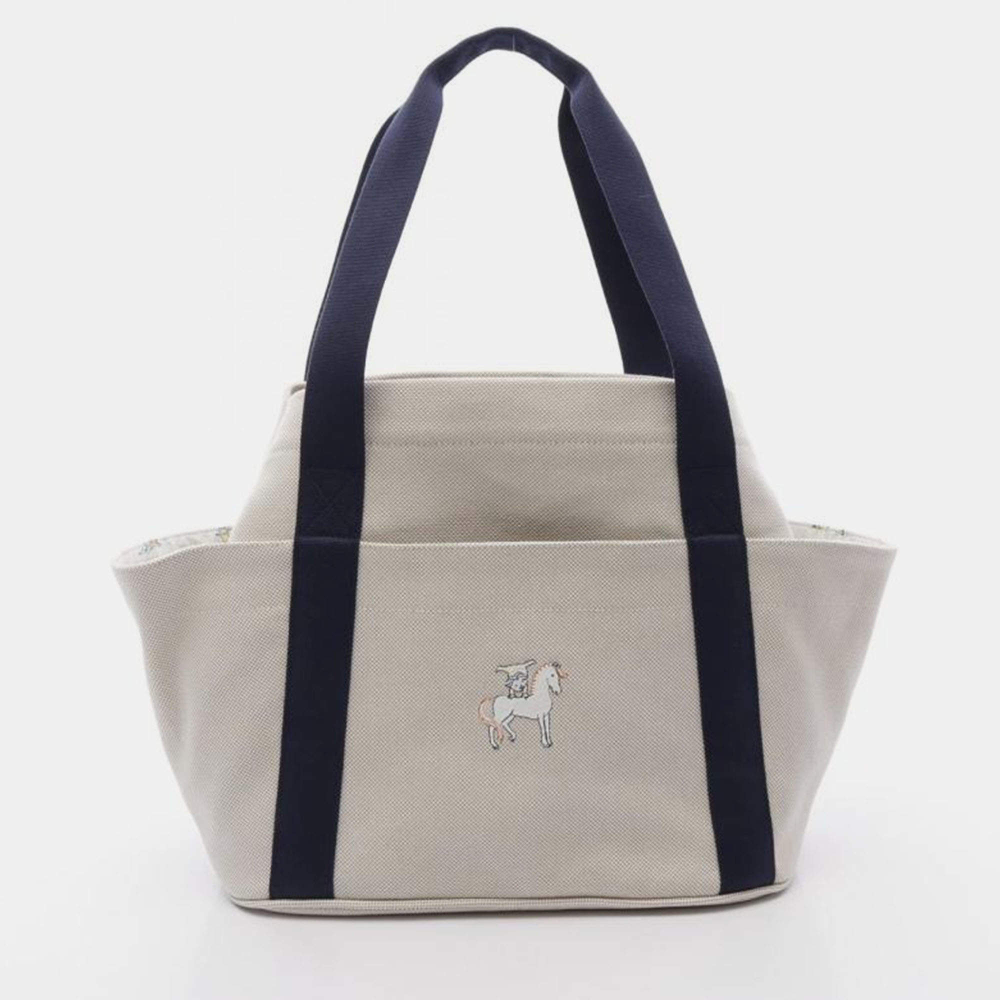 Pre Owned Hermes Gris Cabriole Mother'S Bag Pearl Bag  