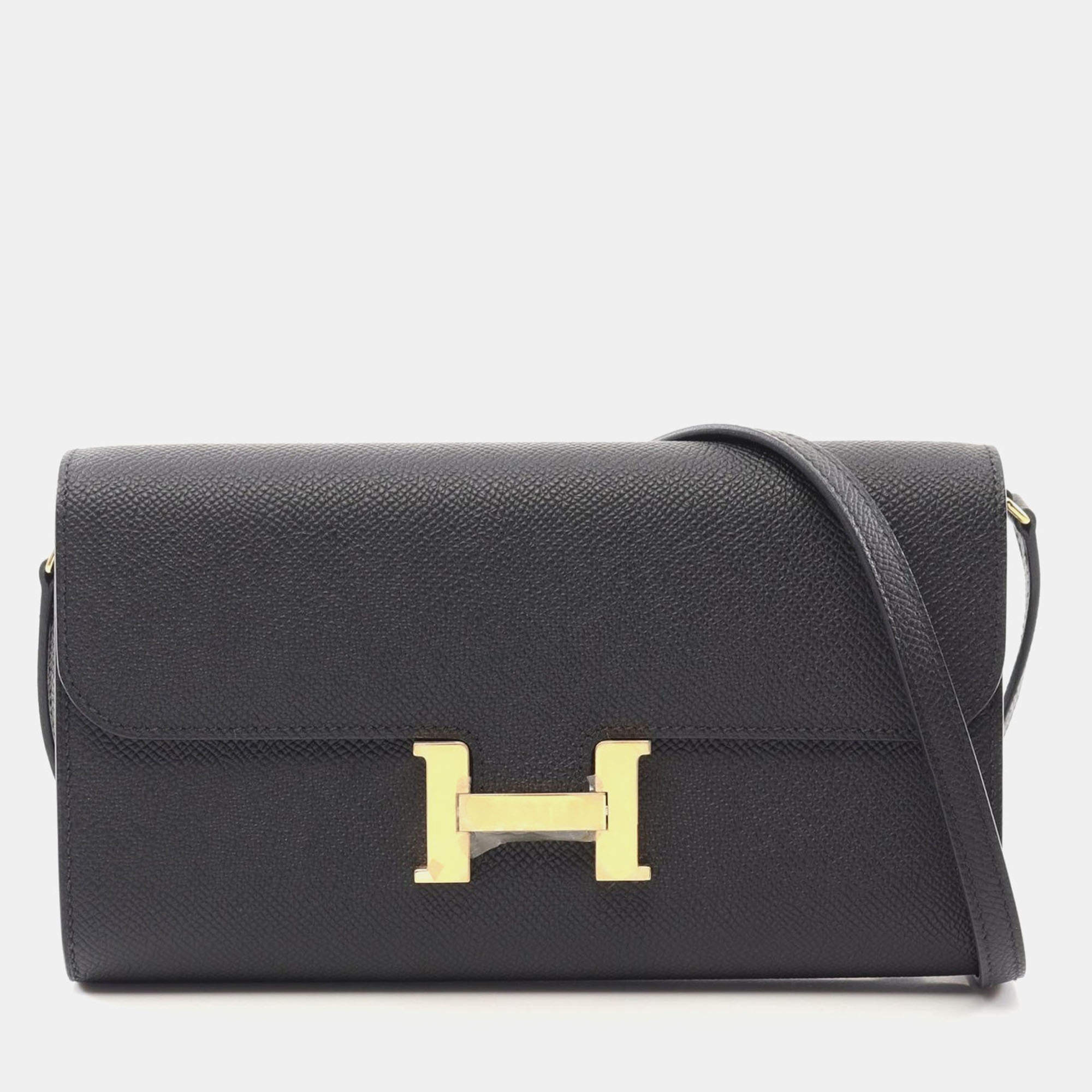 Hermes Black Epsom Leather Constance To Go Shoulder Bag
