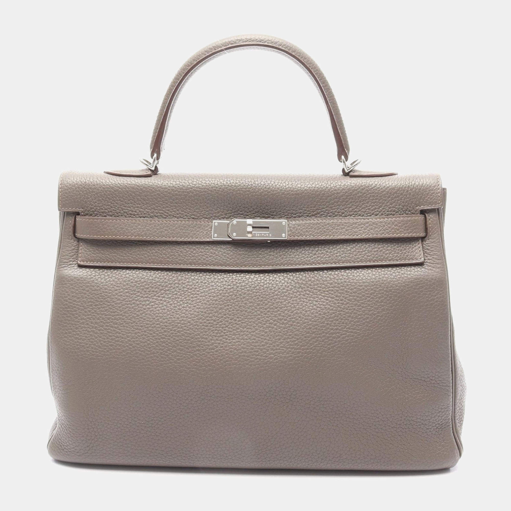 Hermes Gris Etain Taurillon Clemence Kelly 35 