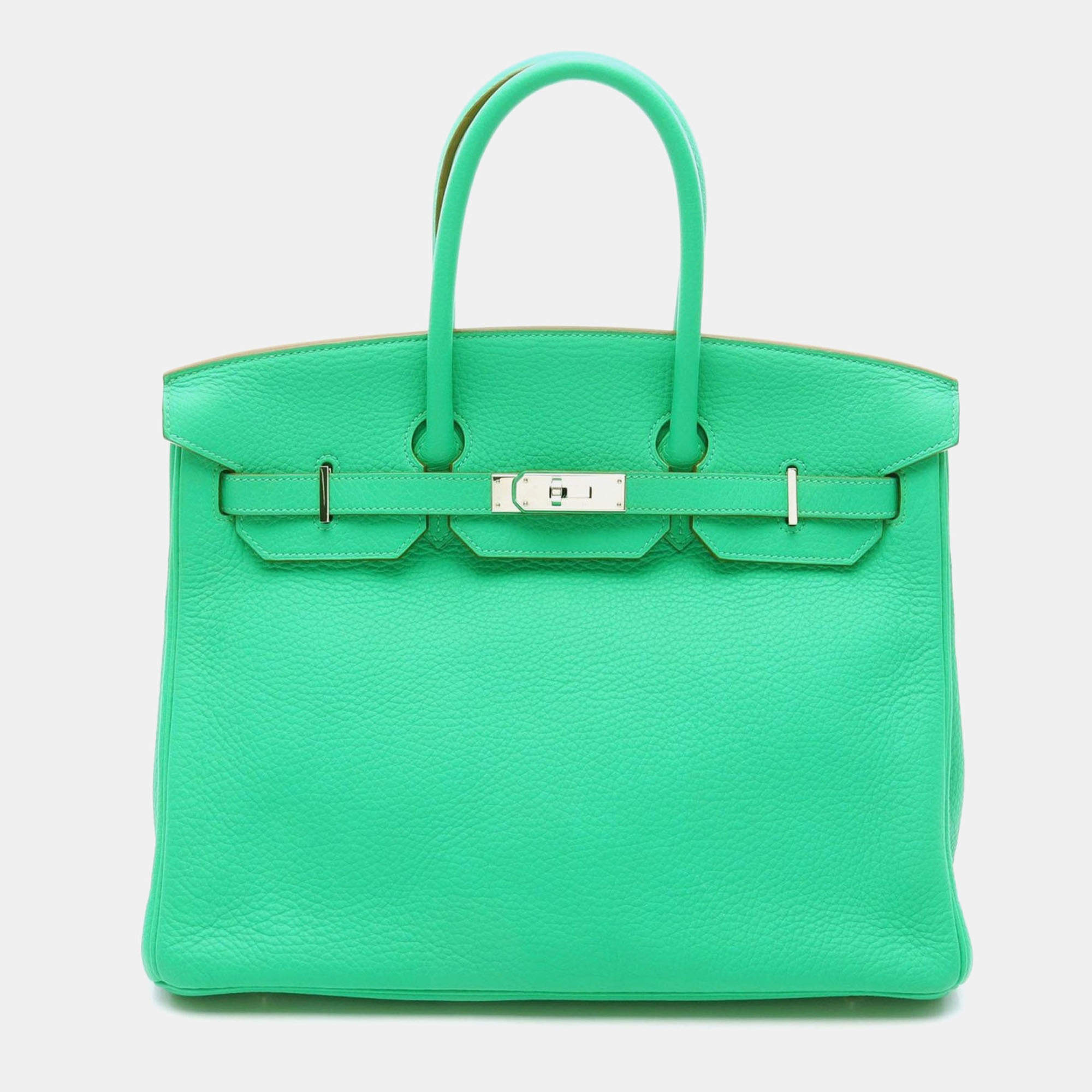 Hermes Menthe Taurillon Clemence Birkin 35 