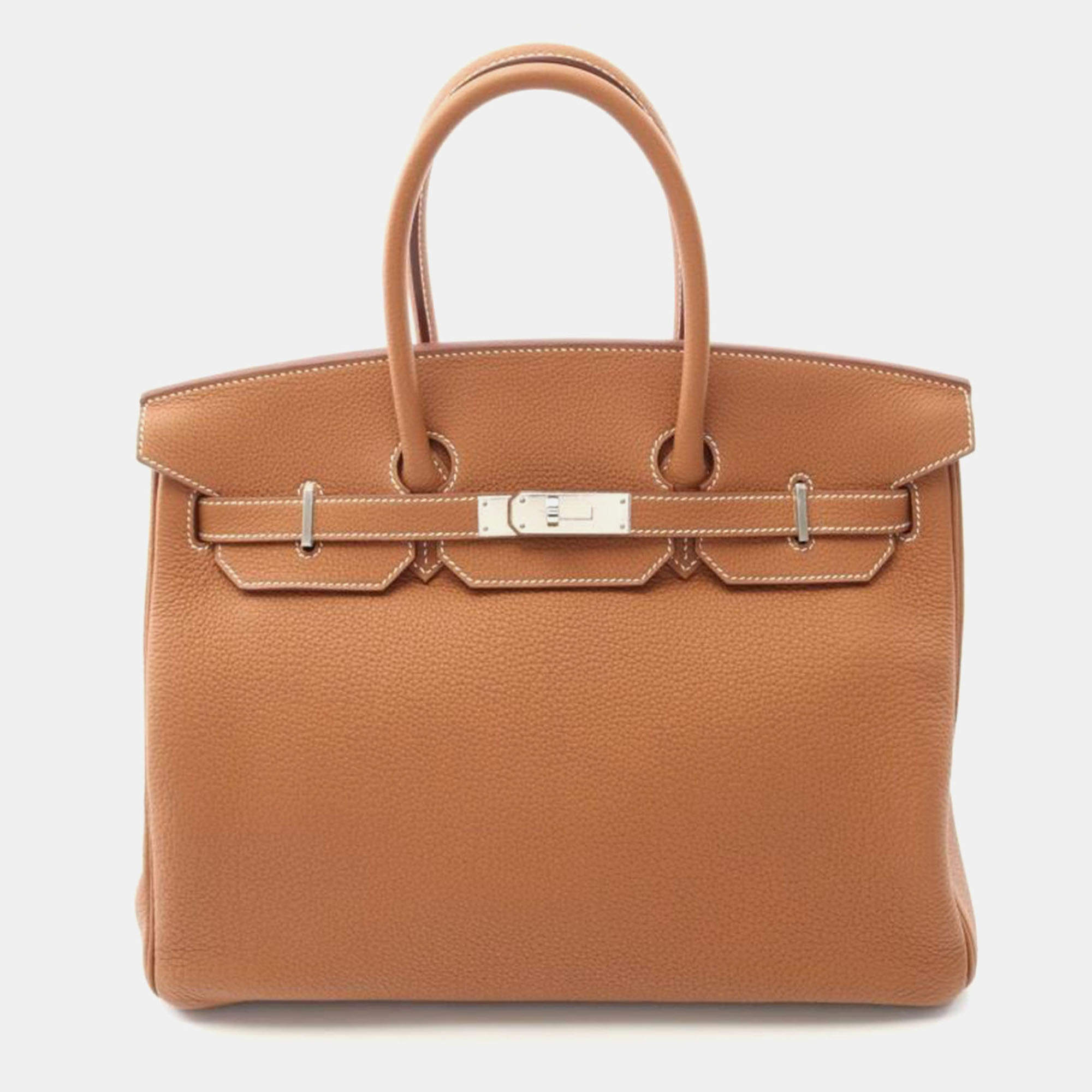 Hermes Gold Togo Leather Birkin 35 Handbag
