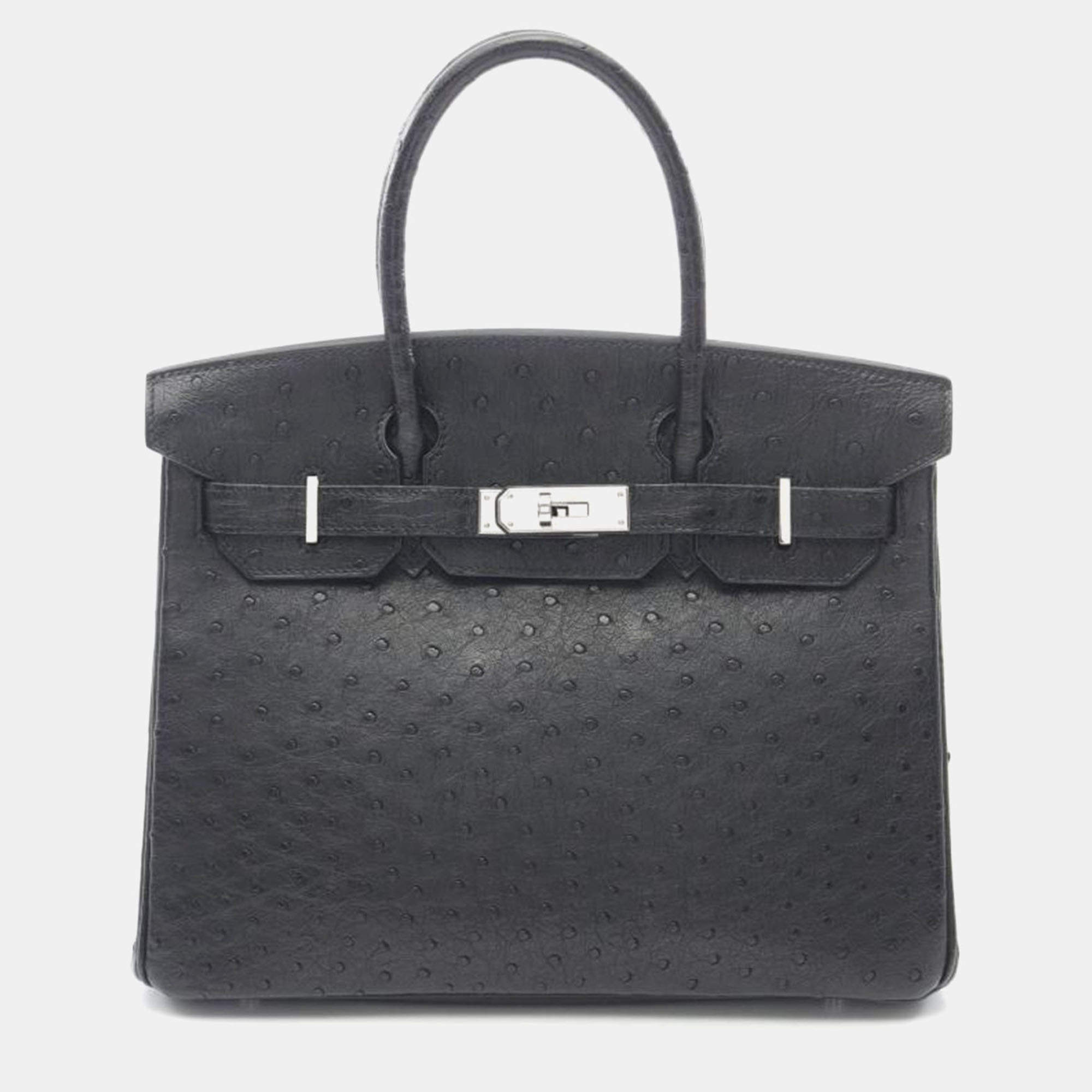 Hermes Black Ostrich Birkin 30 