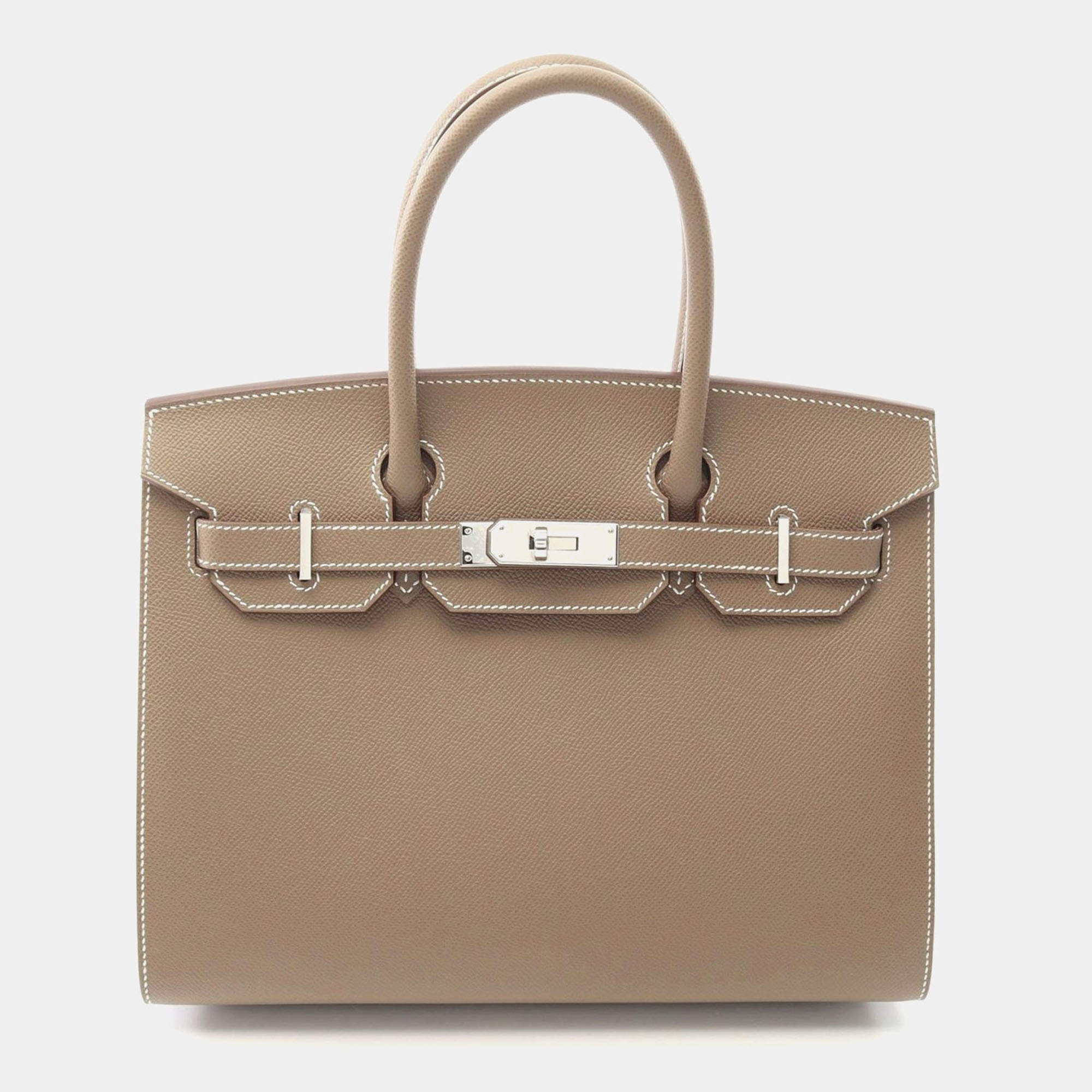 Hermes Etoupe Grey Epsom Leather Sellier  Birkin 30 