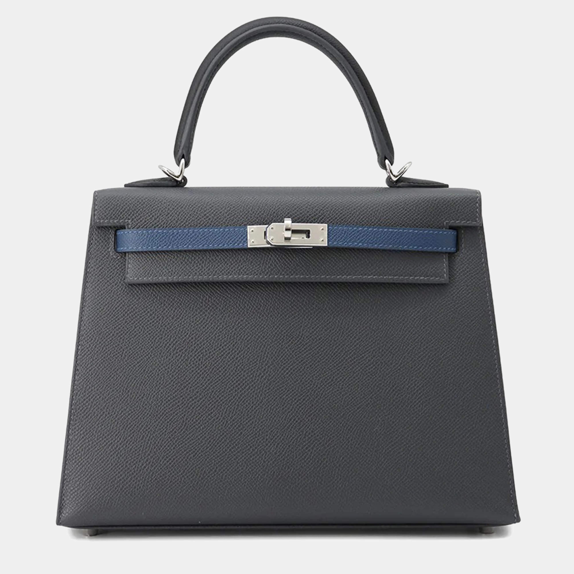 Hermès Ardoise/Black/ Epsom Kelly Sellier 25